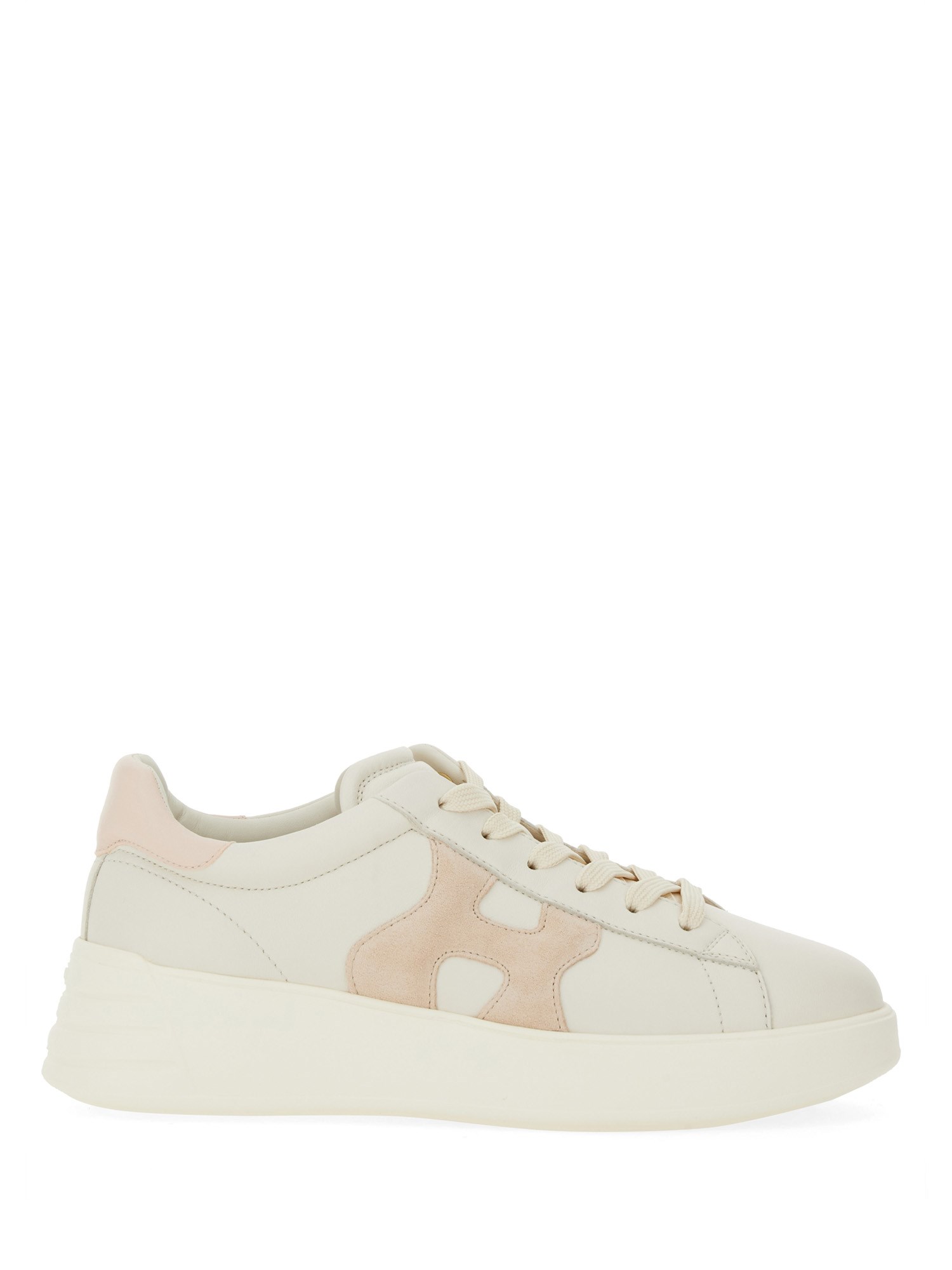 Hogan Leather Sneakers Rebel Panelled Platform Round Suede In White