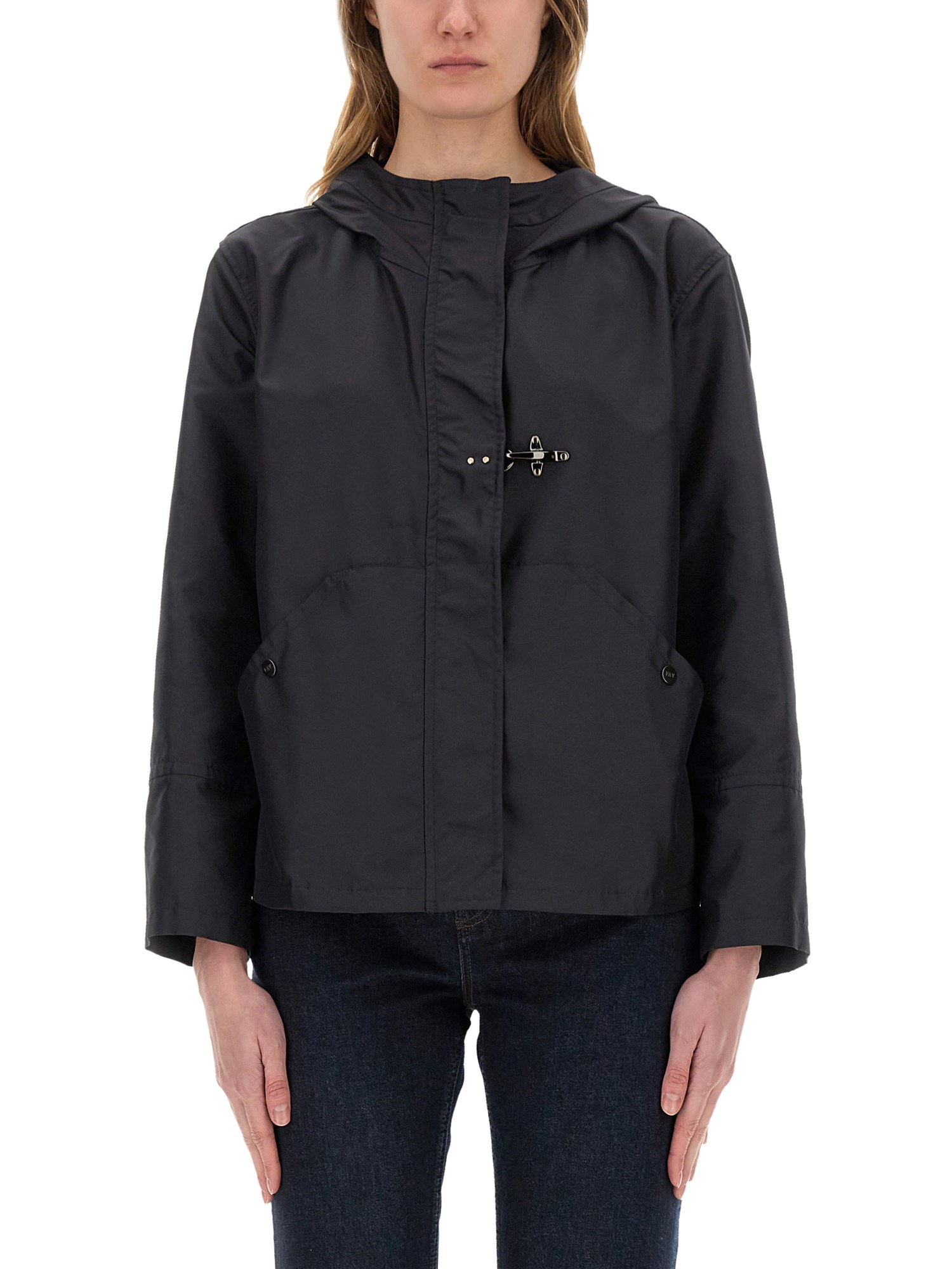 Fay Stretch Gabardine Caban In Blue