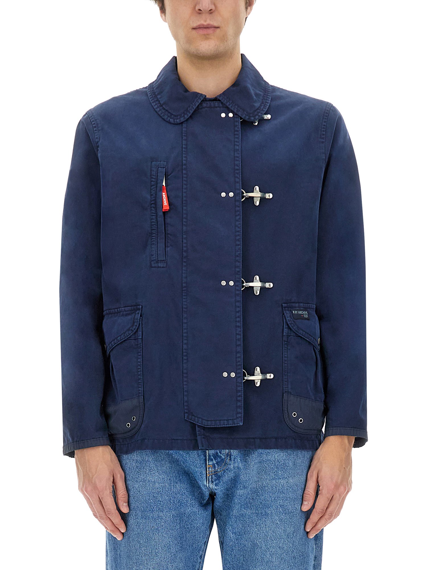 Fay Relaxed-fit Jacket With Button-up Front In Blue