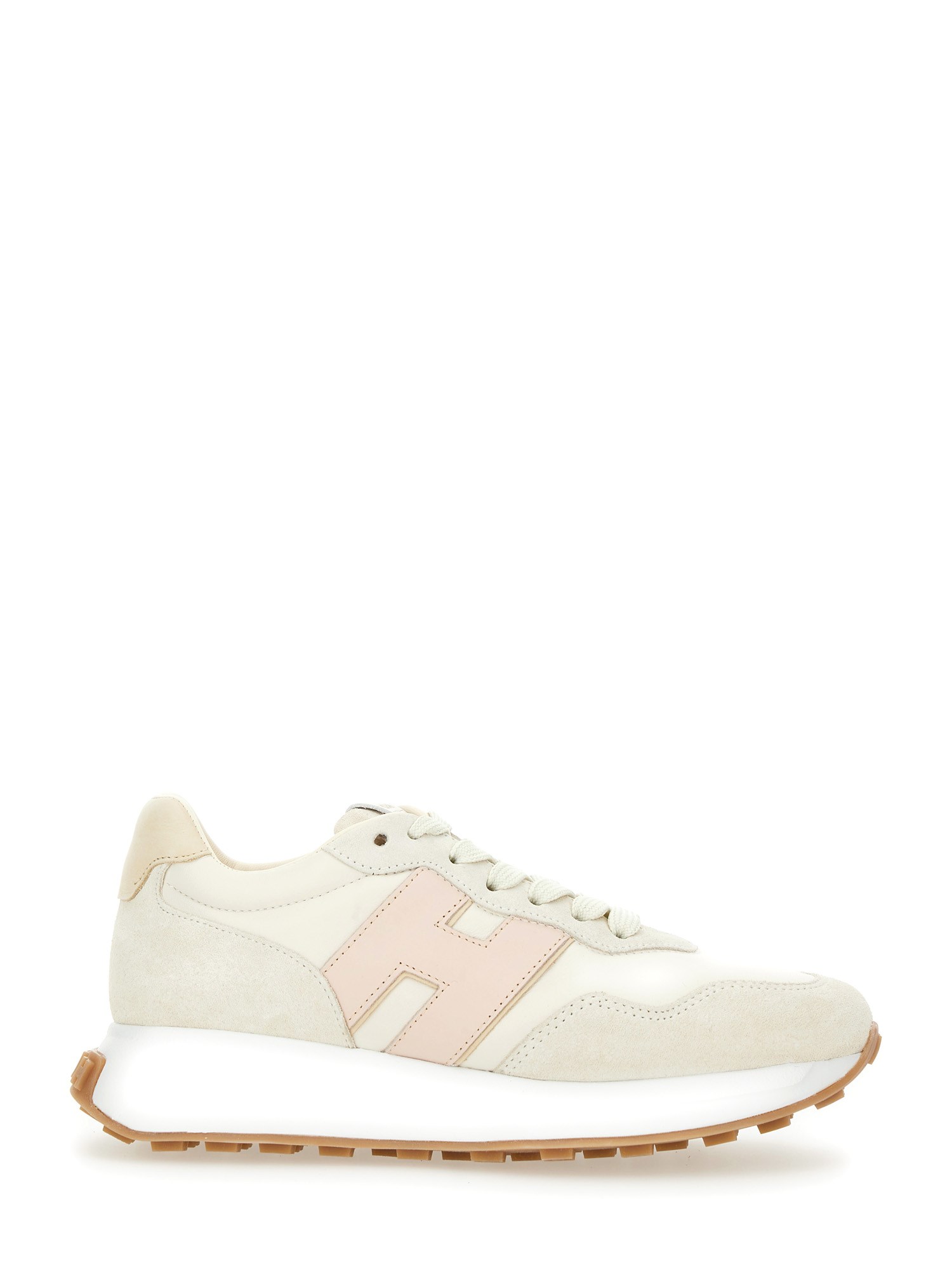 Hogan Leather Sneakers With Rubber Sole And Suede Accents In Pattern