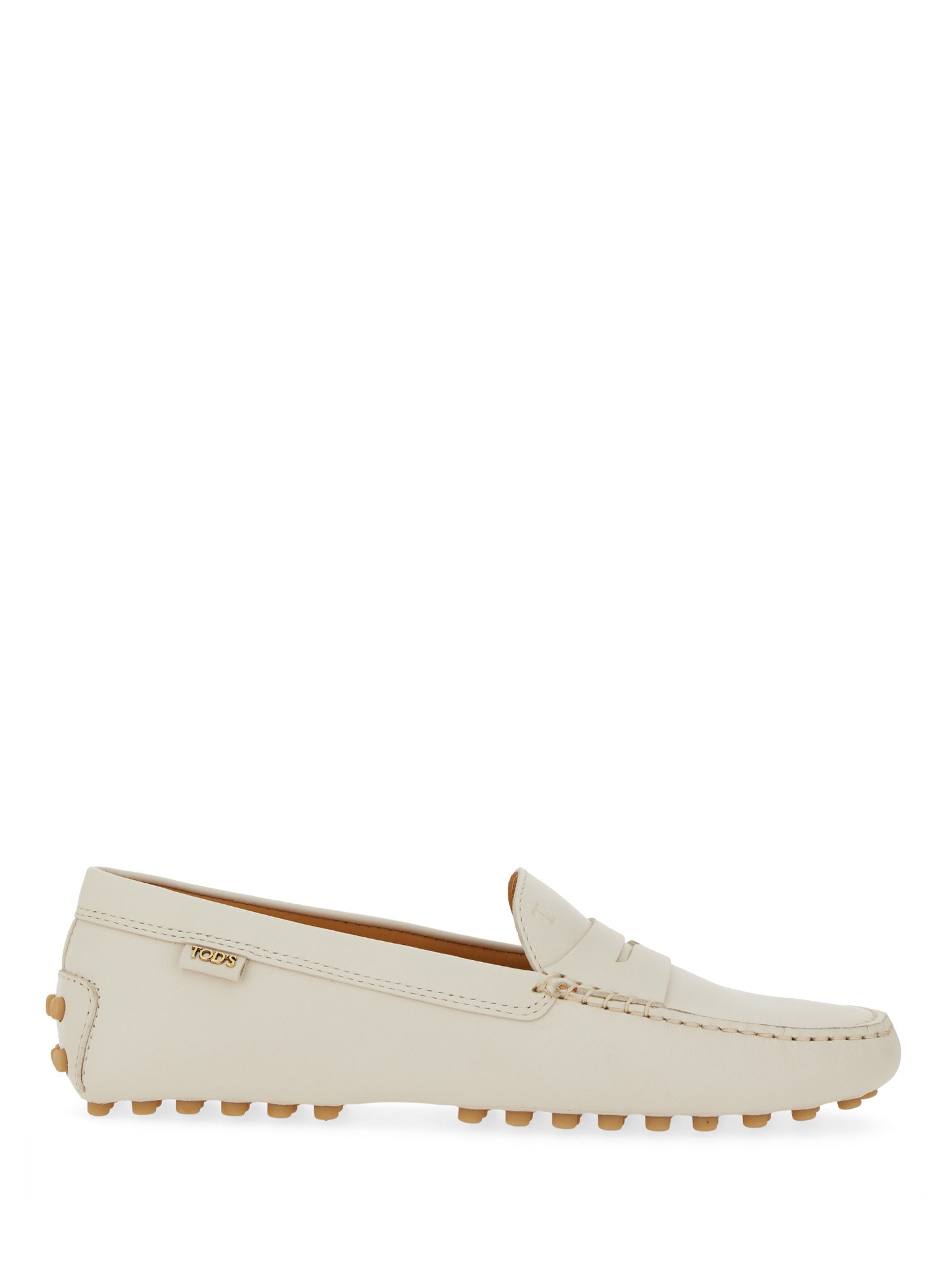 Tod's Leather Moccasin Rubber In Ivory