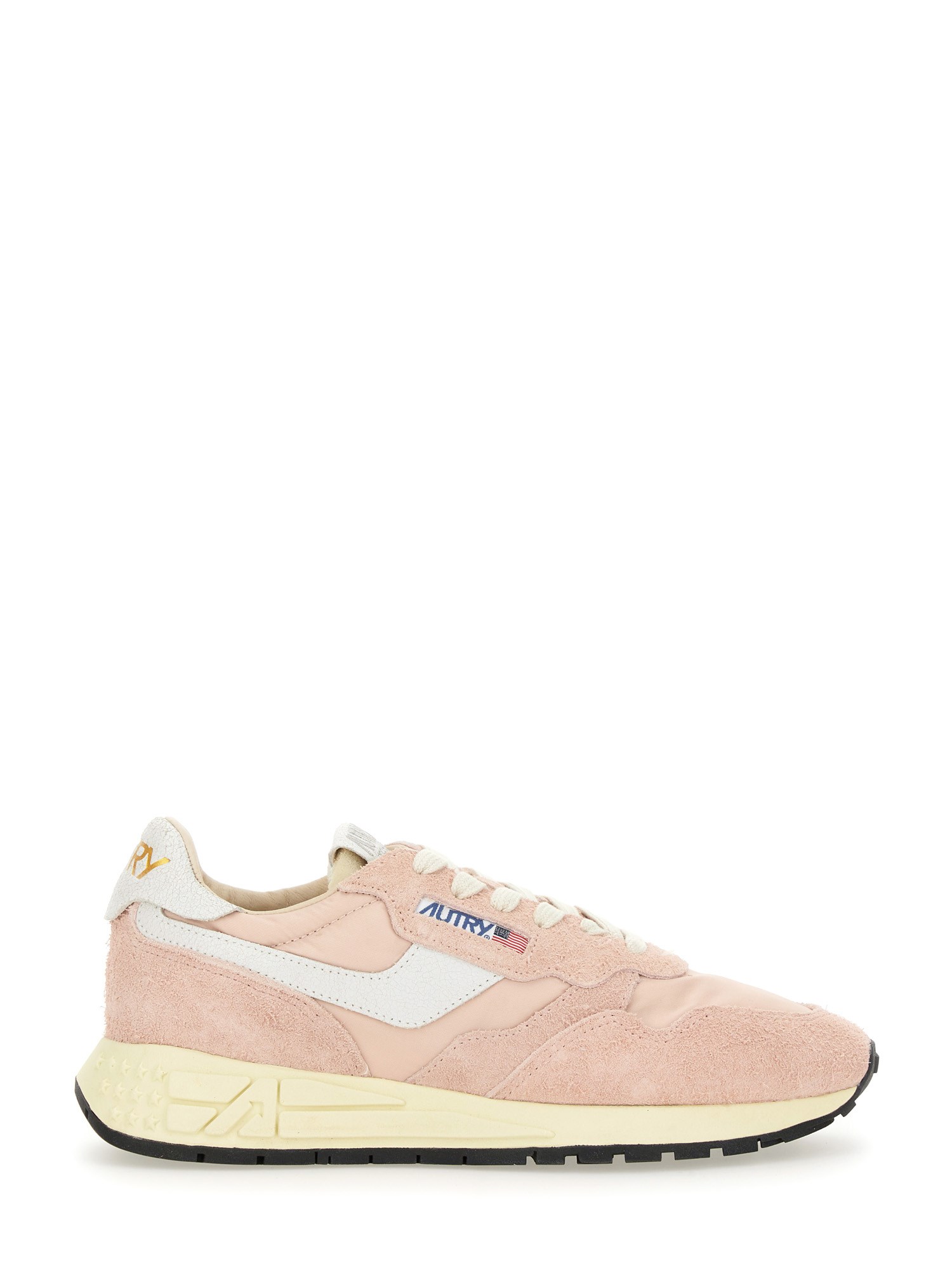 Autry Low Sneaker With Suede Panels And Rubber Sole In Pink