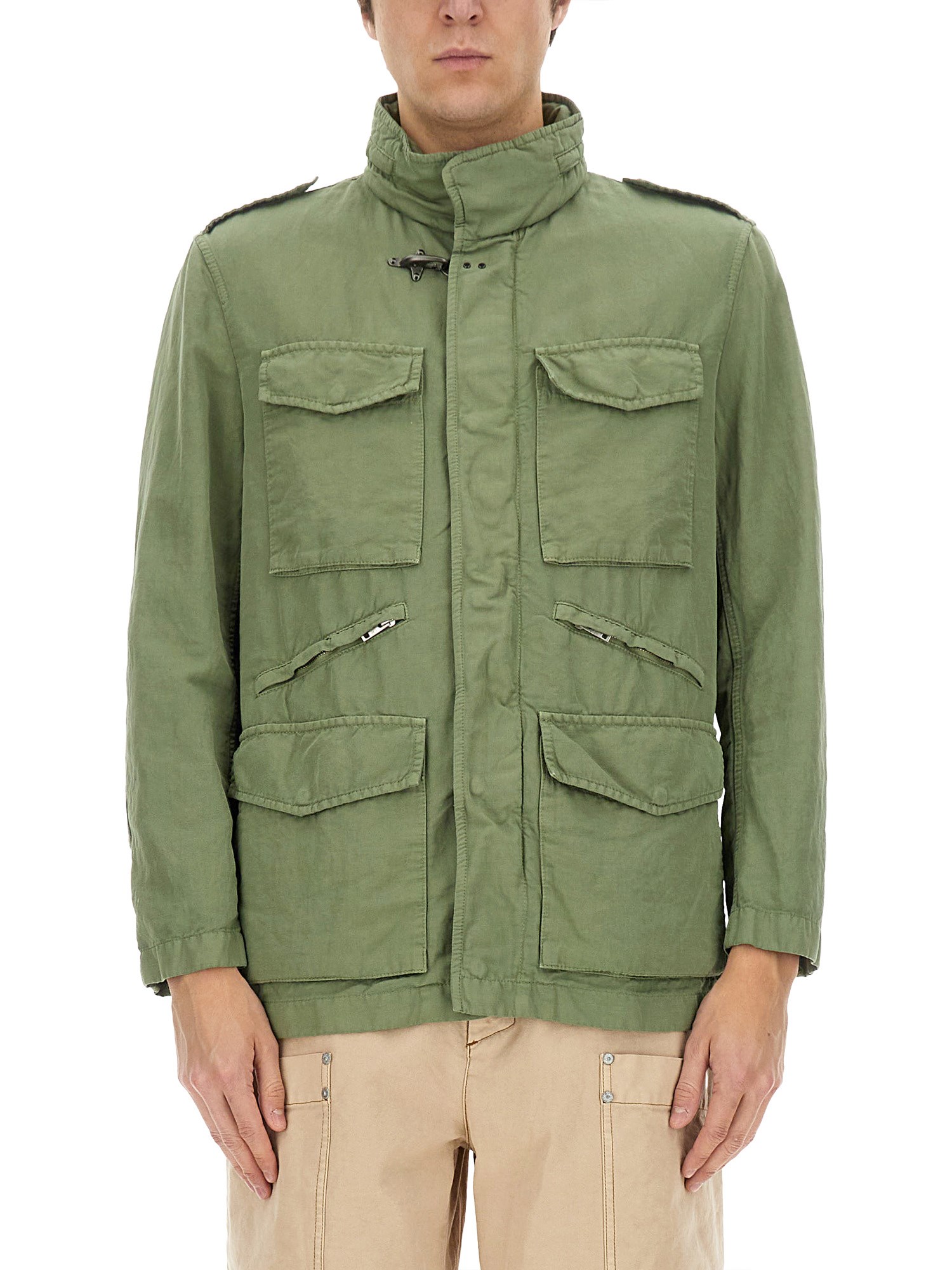 Fay Utility-inspired Green Jacket In Military Green