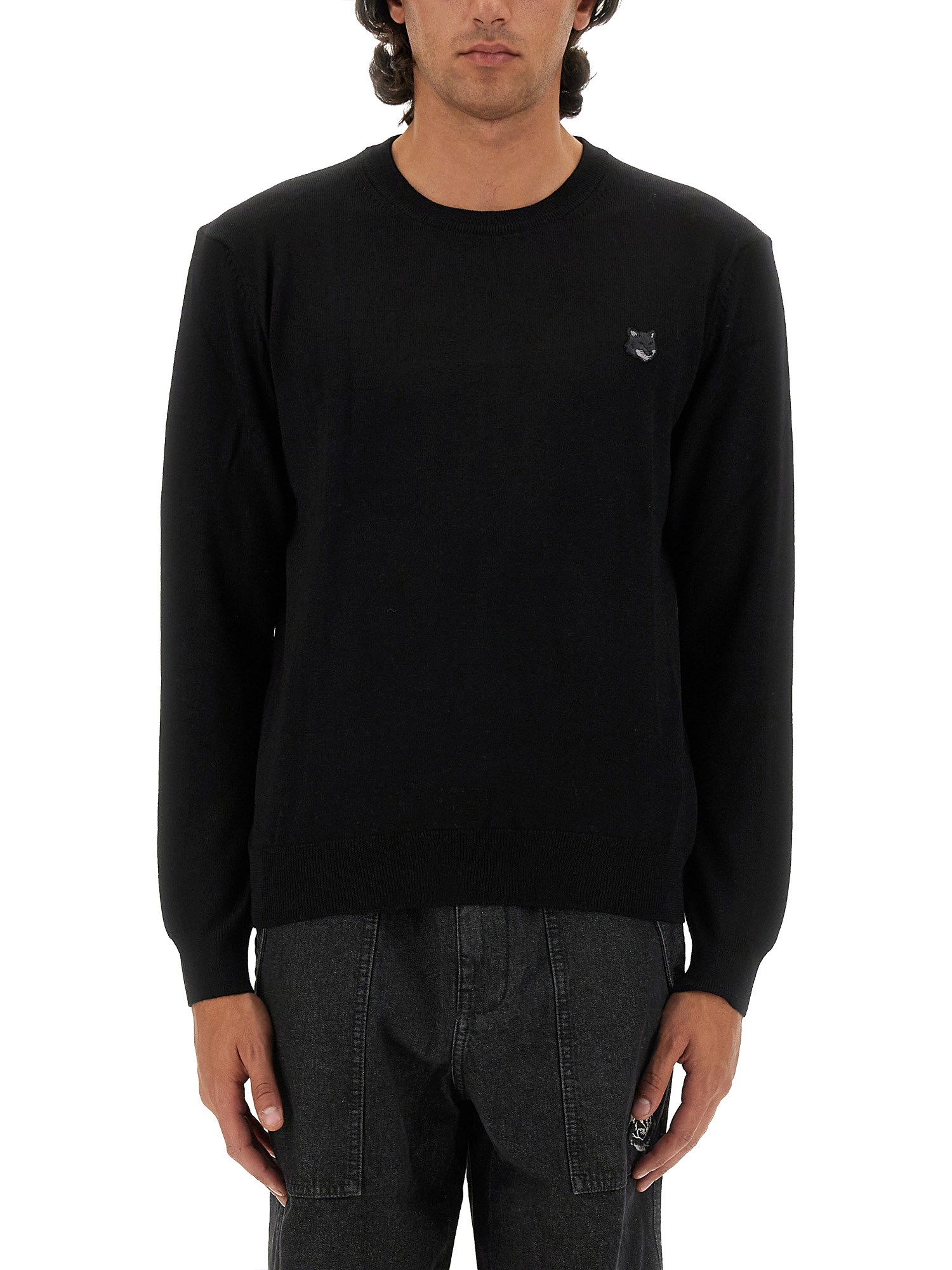 Maison Kitsuné Bold Fox Head Patch Regular Jumper In Black