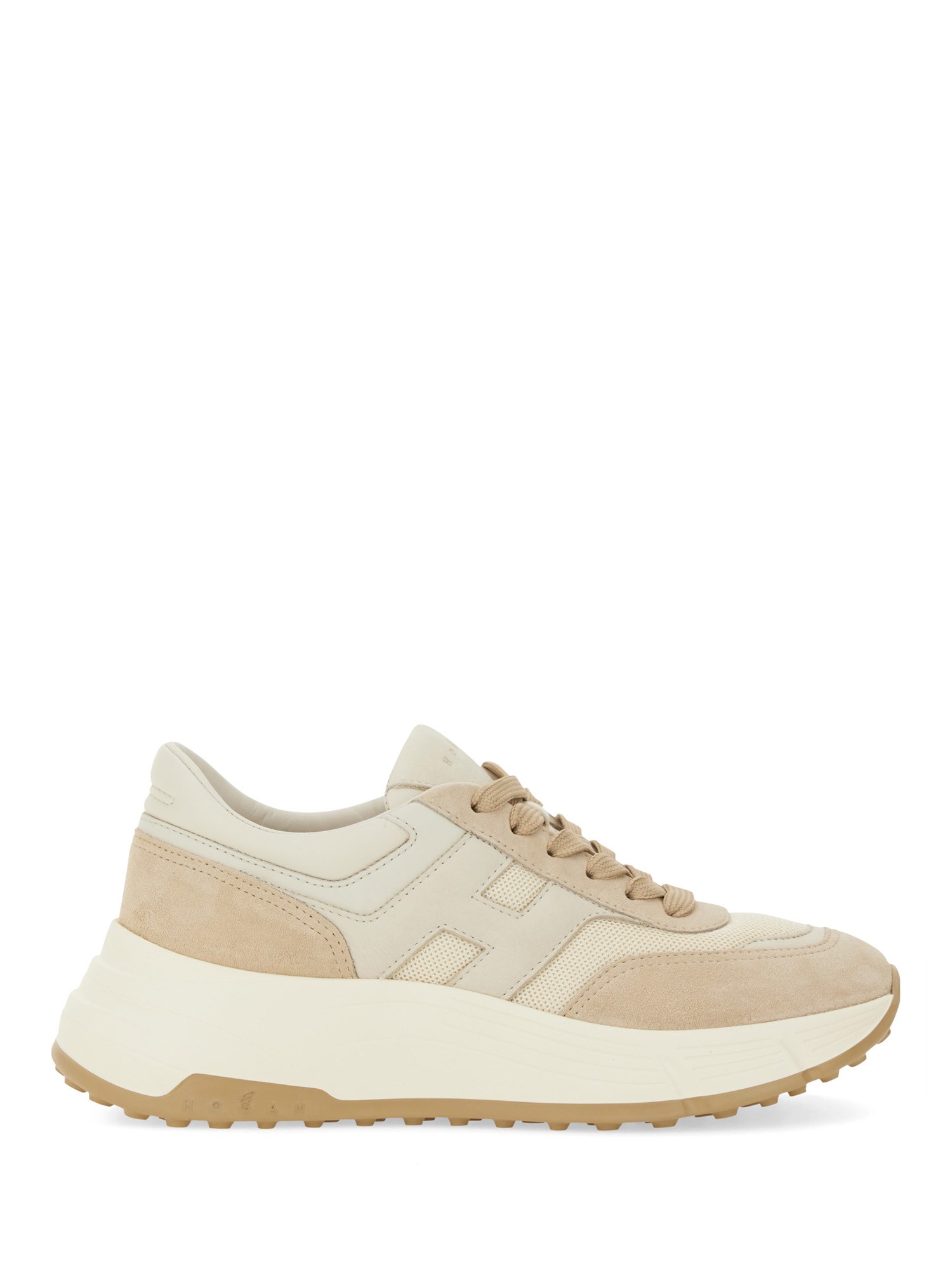 Hogan Leather Sneaker In Beige