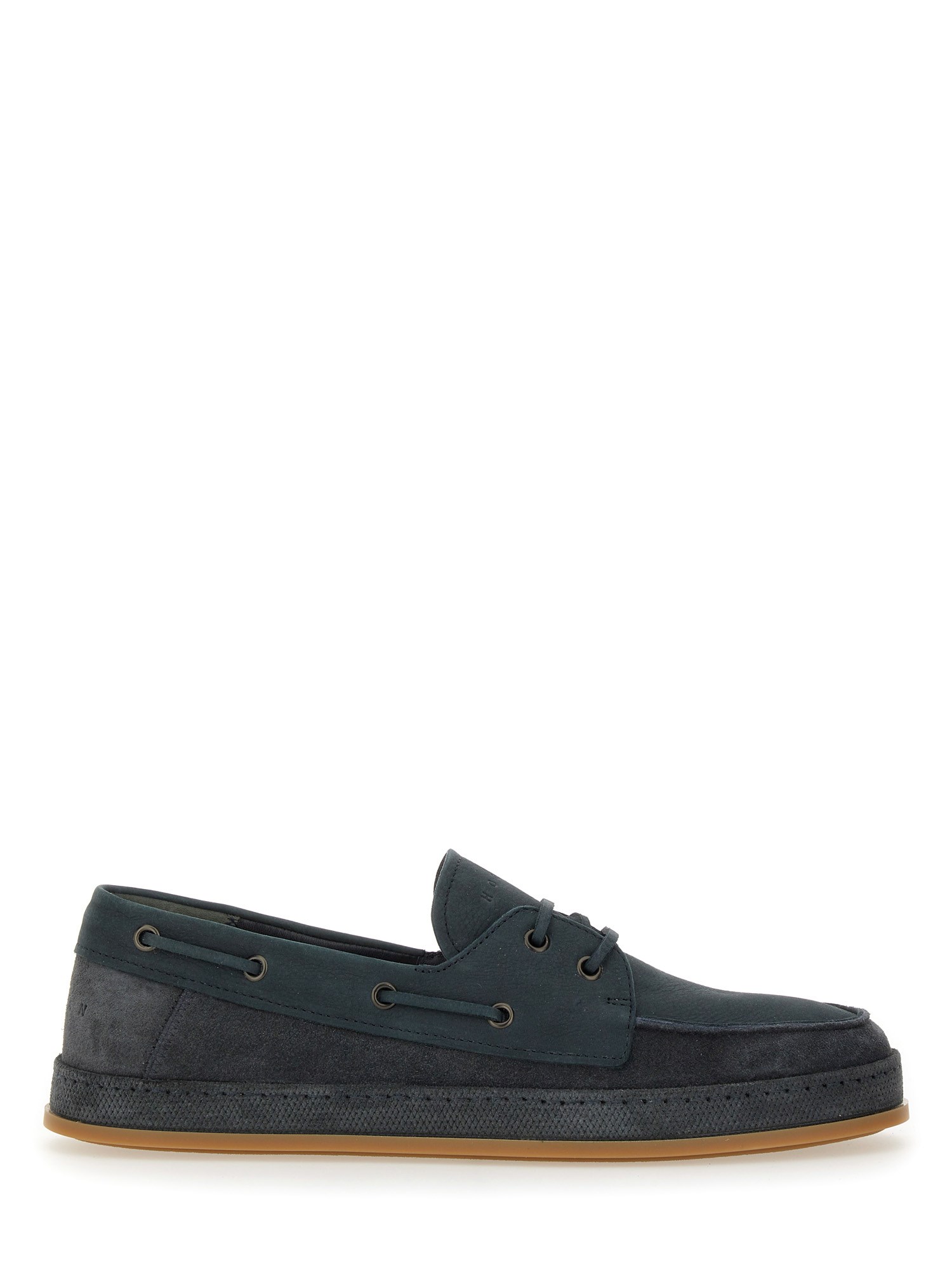Hogan Leather Boat Moccasin In Blue