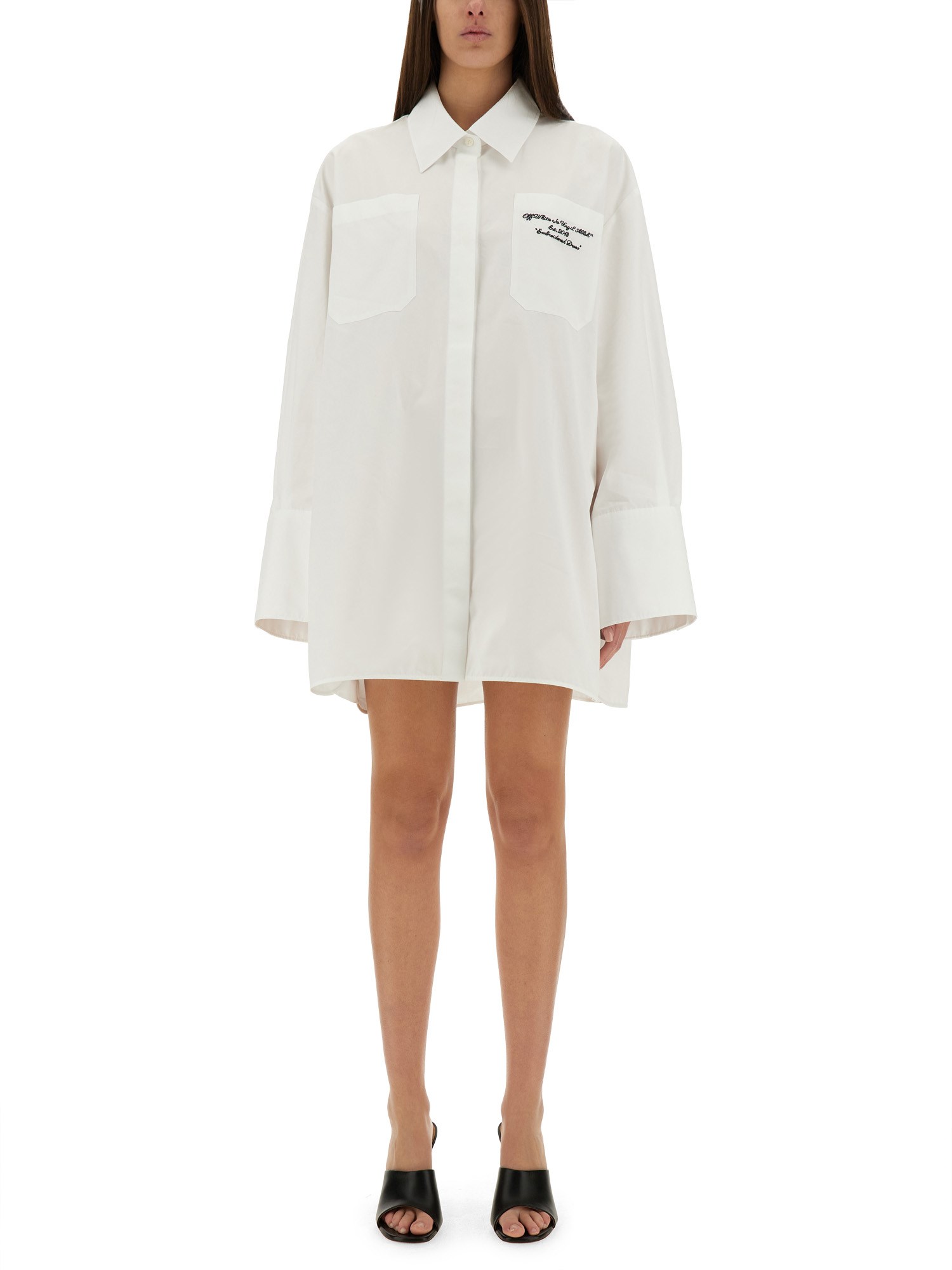 Shop Off-white Oversized Poplin Shirt In White