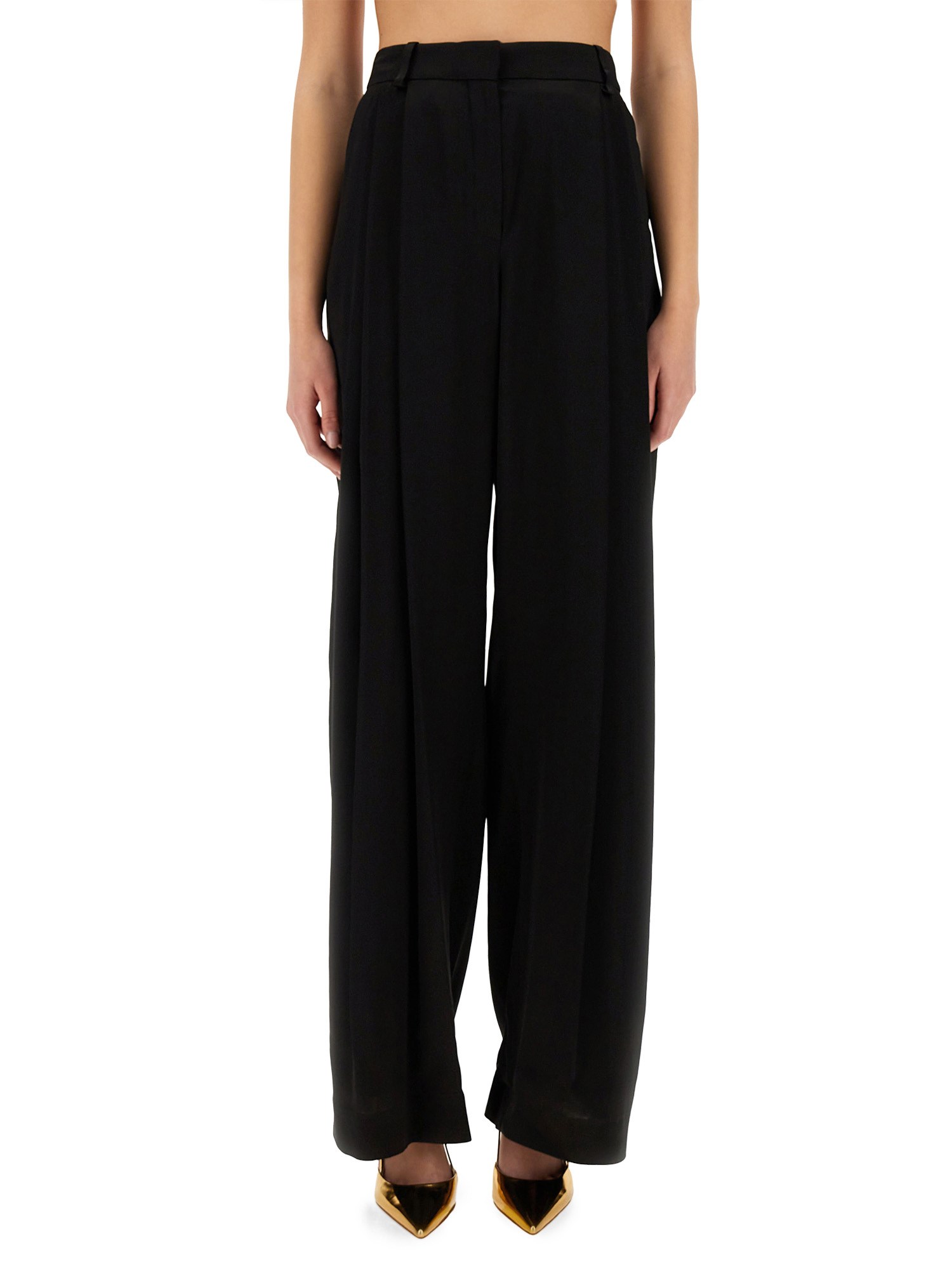 Nina Ricci High Rise Flared Cady Pants In Black