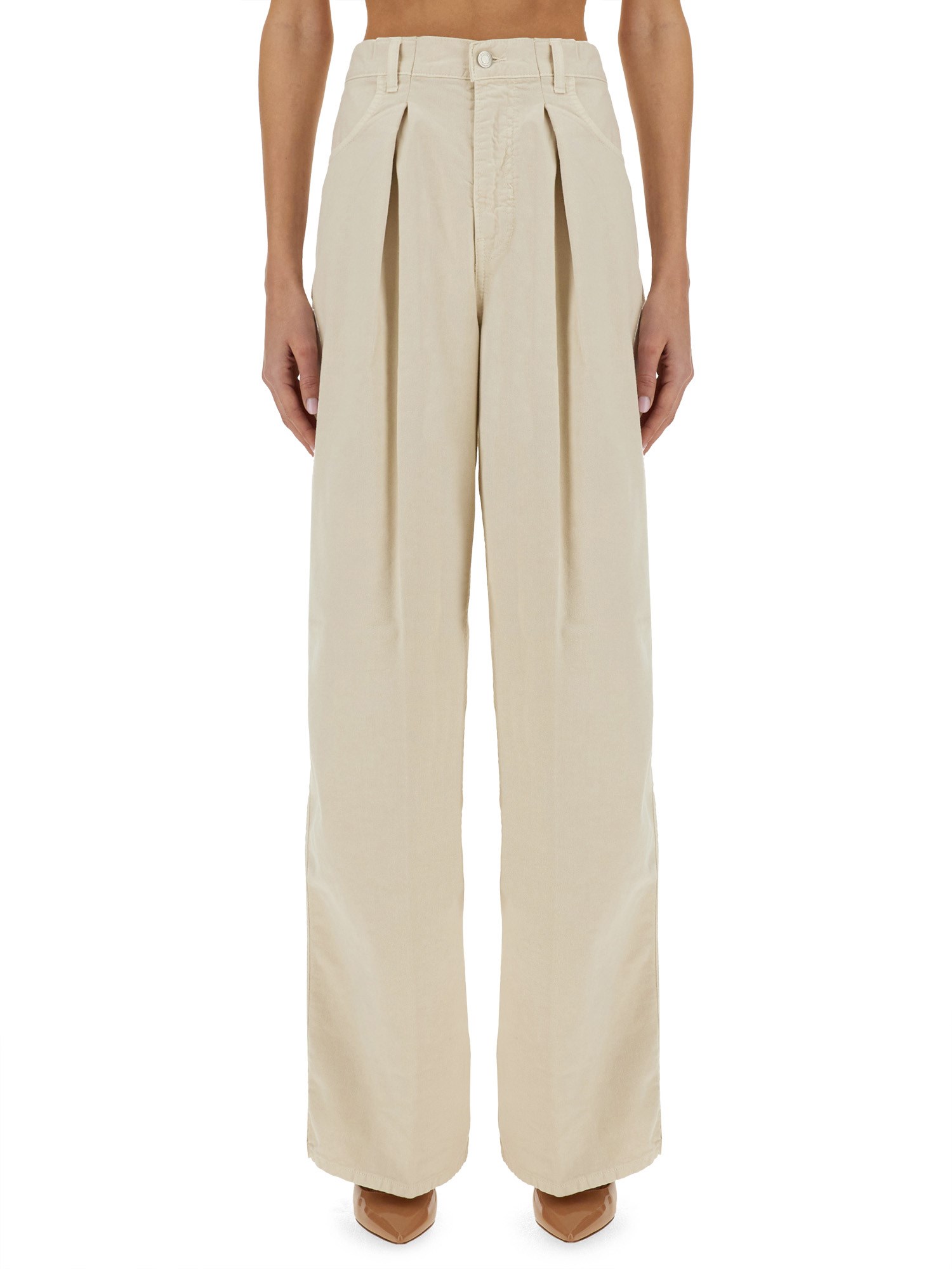 Haikure Candy Cotton Mid-rise Wide-leg Pants In Beige