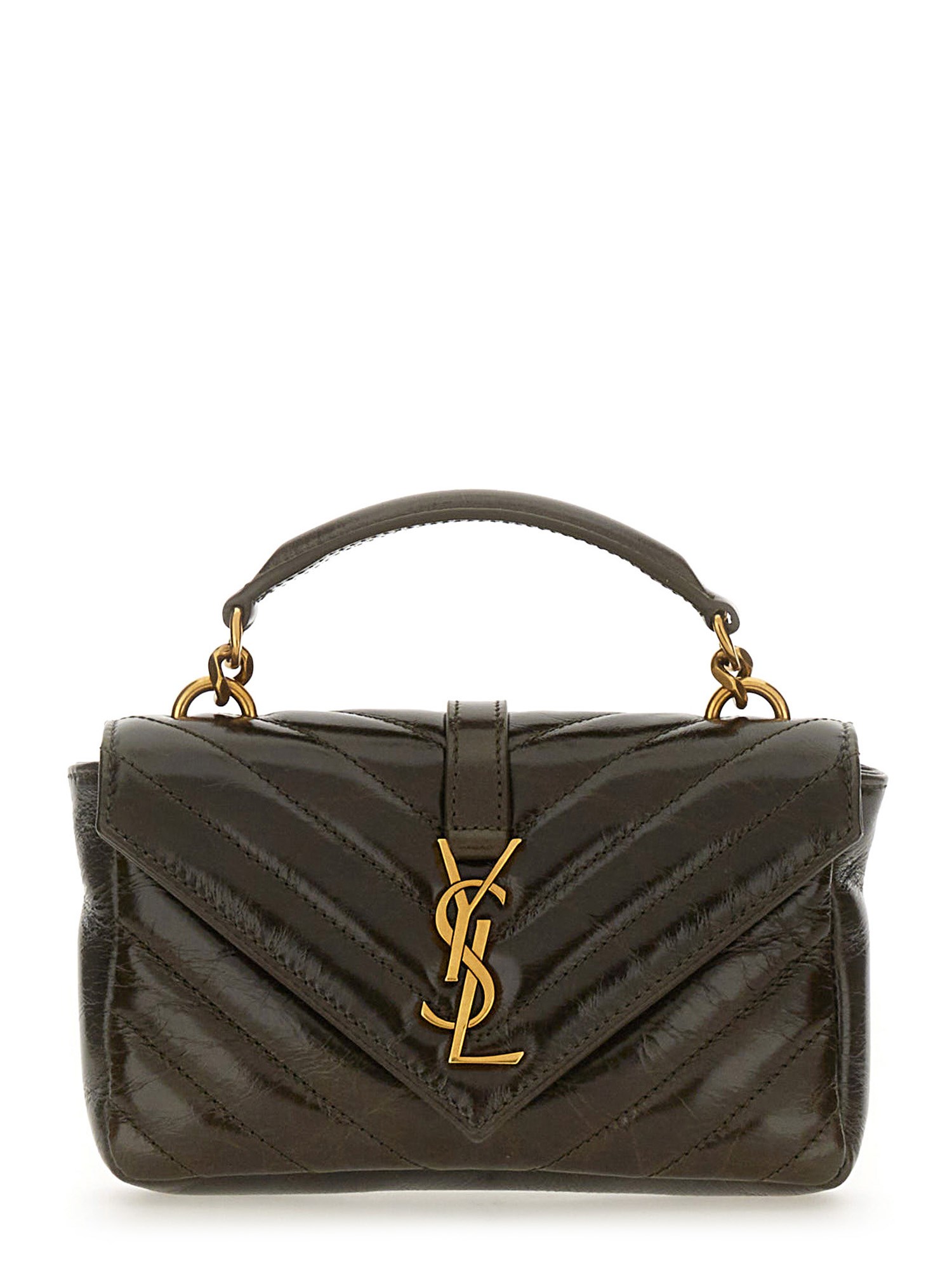 Saint Laurent Mini College Chain Bag In Beige
