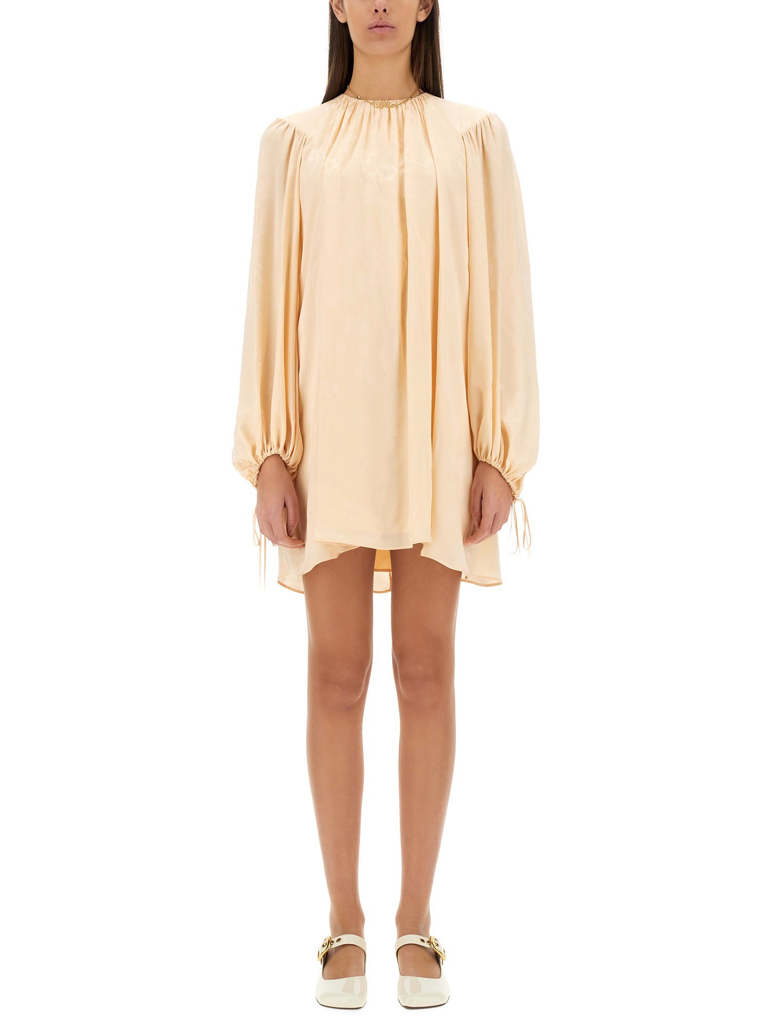 chloé silk shirred mini dress