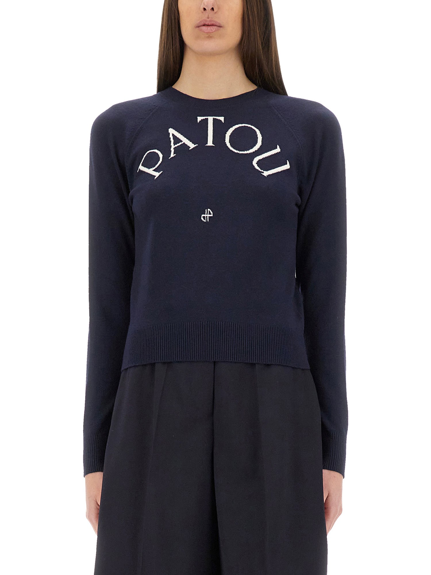 Shop Patou Jersey With Logo In Blue