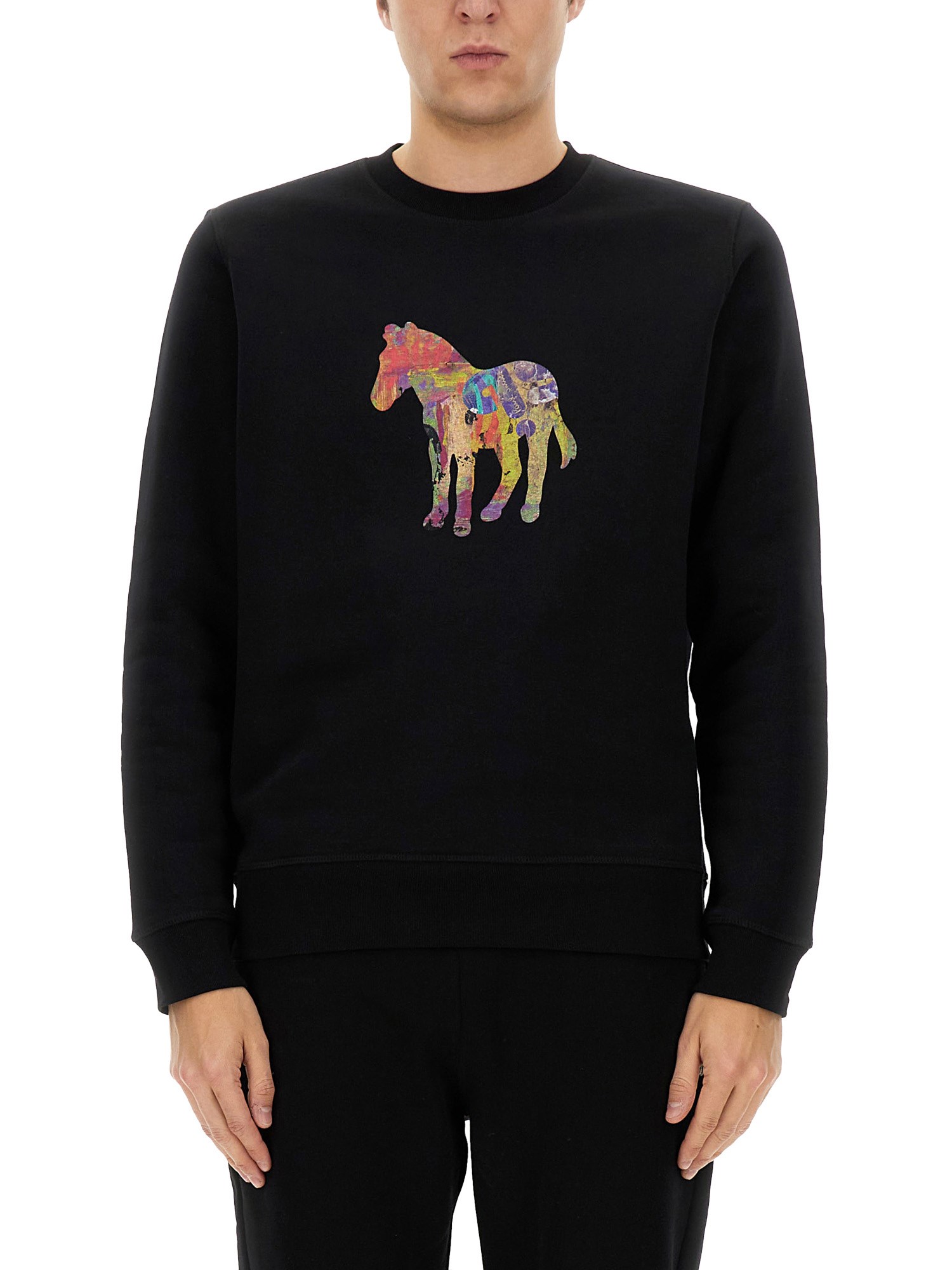 Ps By Paul Smith Ps Paul Smith Zebra Printed Crewneck Sweatshirt In Black
