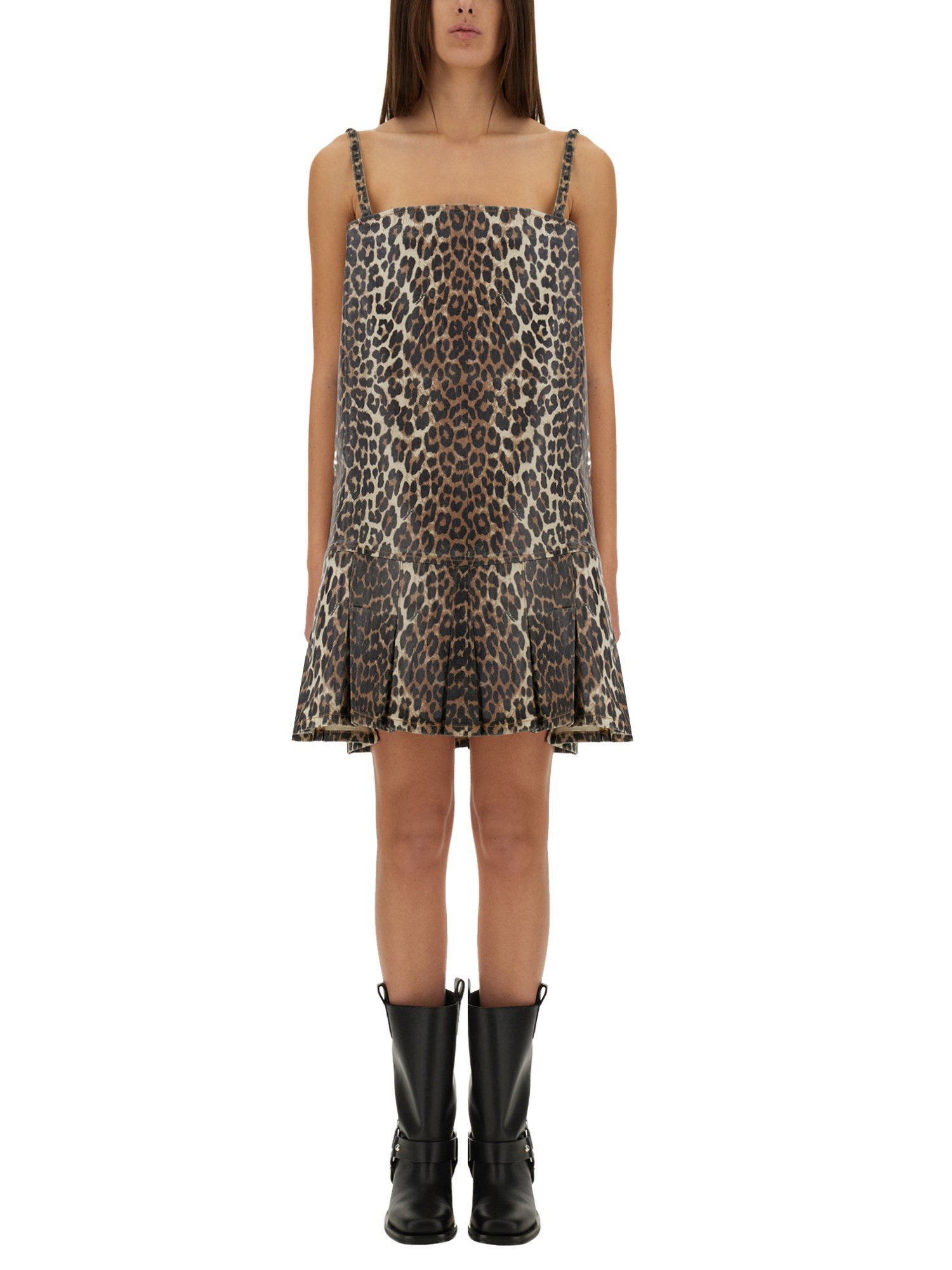 ganni dress with animal pattern