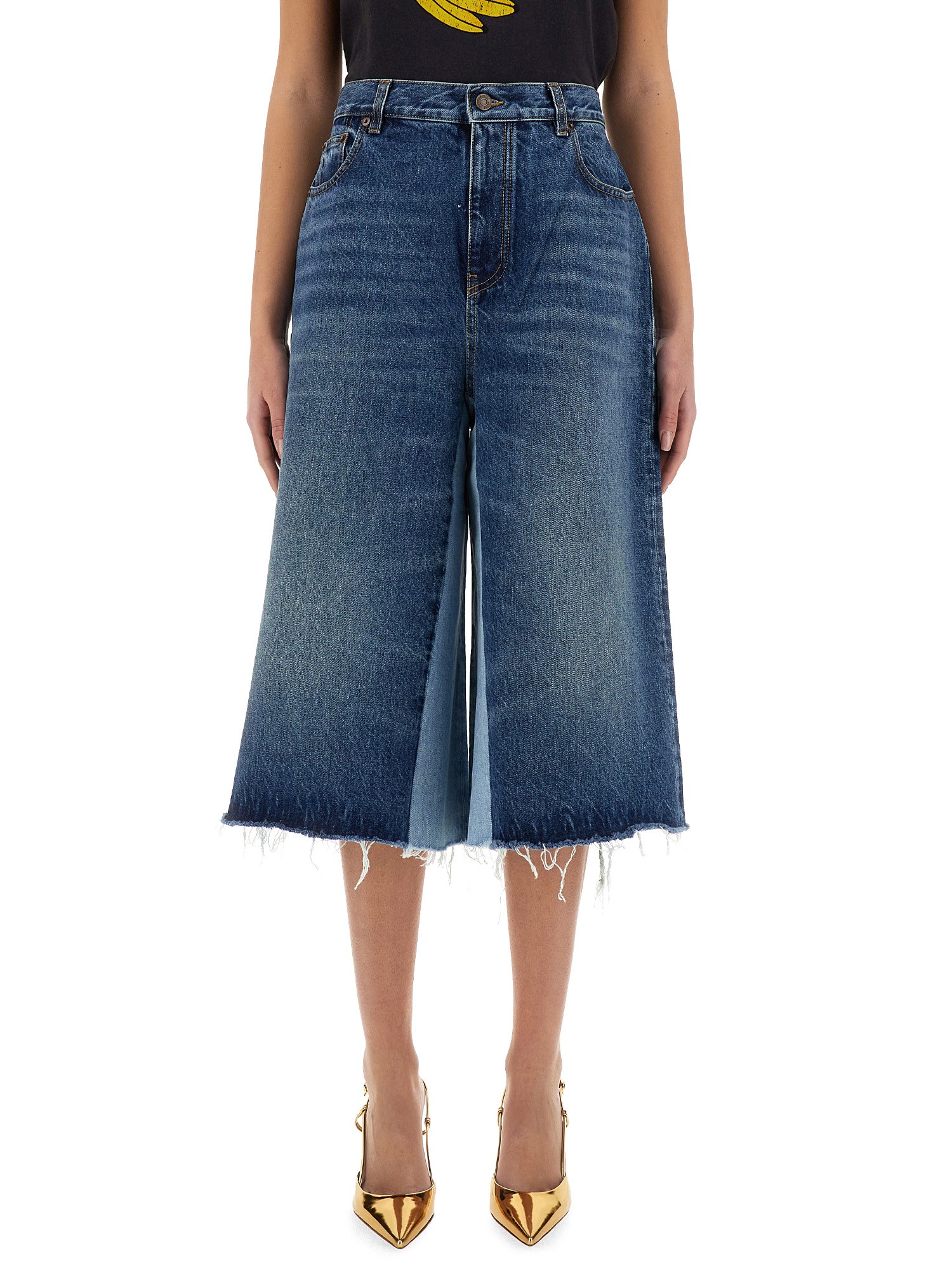 chloé patchwork denim bermuda shorts