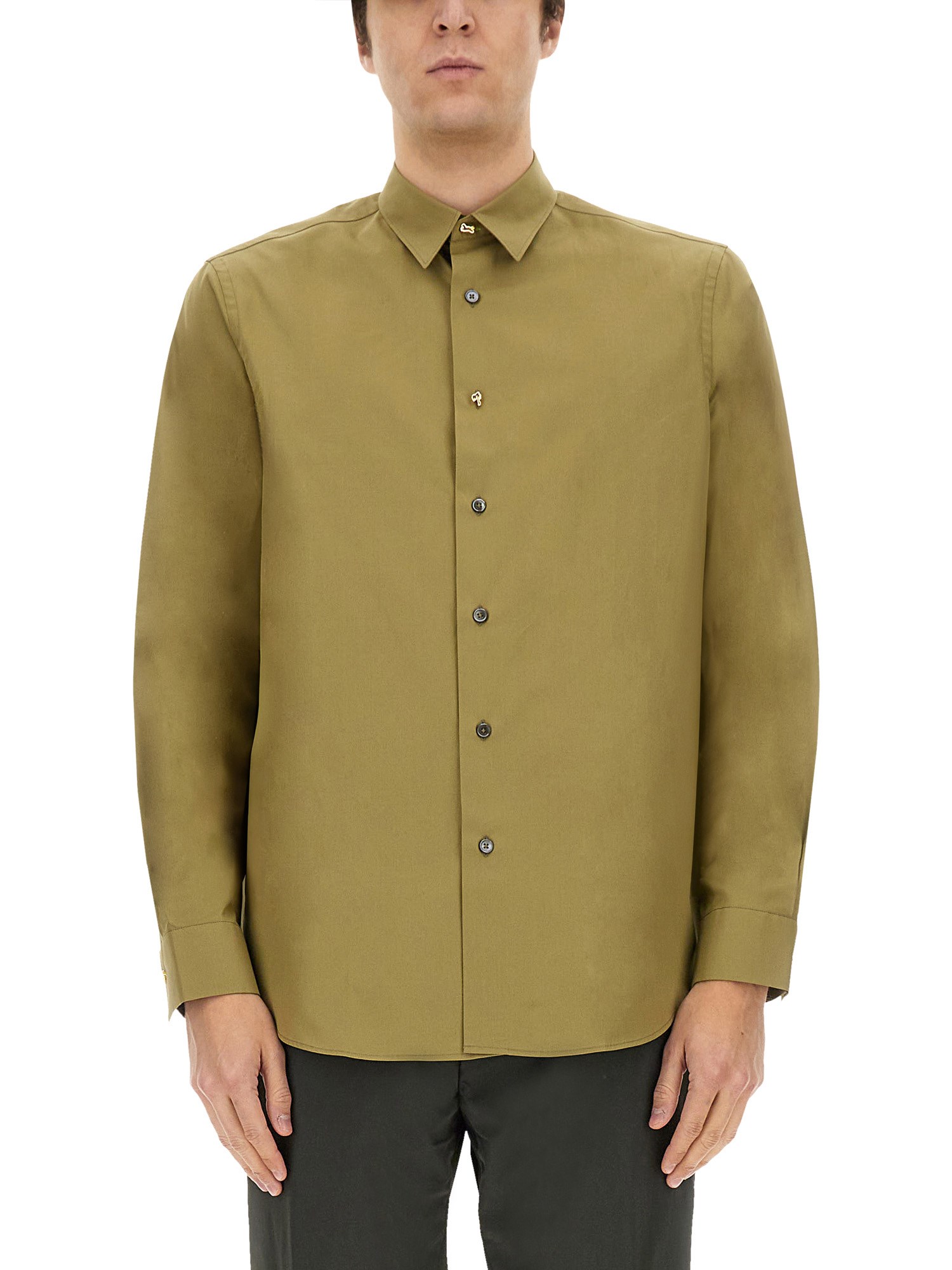 Shop Paul Smith Cotton Shirt In Military Green