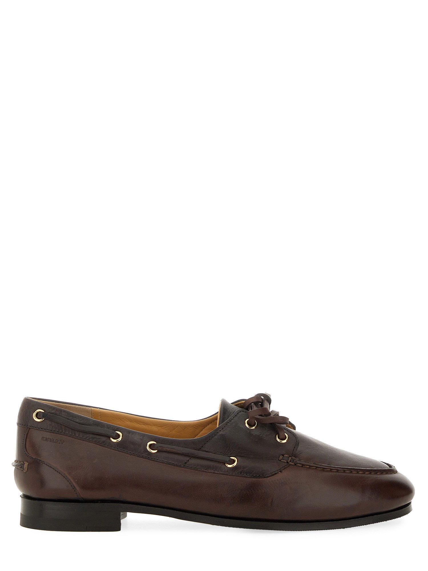 Bally Apron Toe Stacked Heel Loafers With Eyelet Detailing In Brown