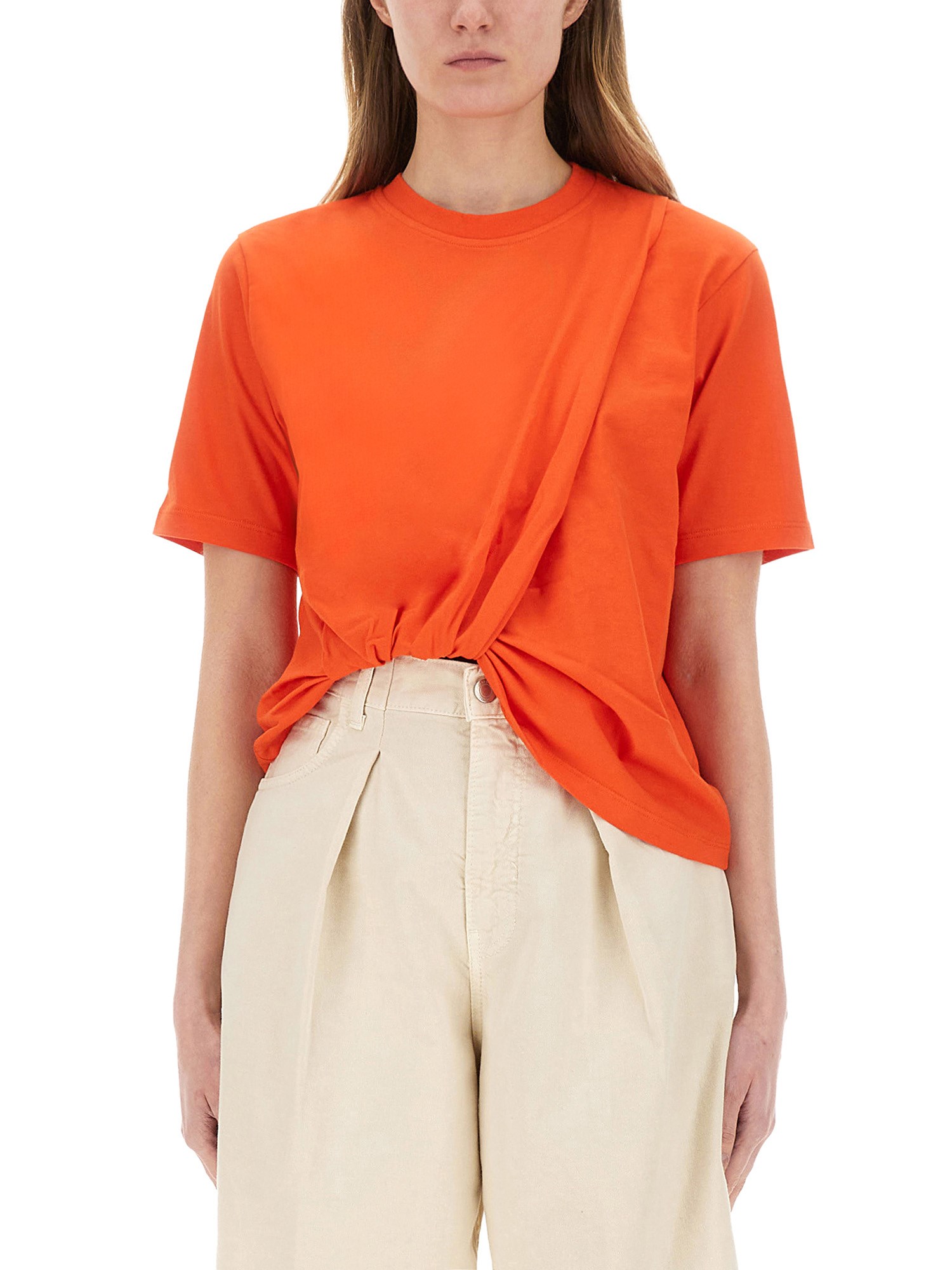 Msgm Twist Detailed Crewneck T In Red