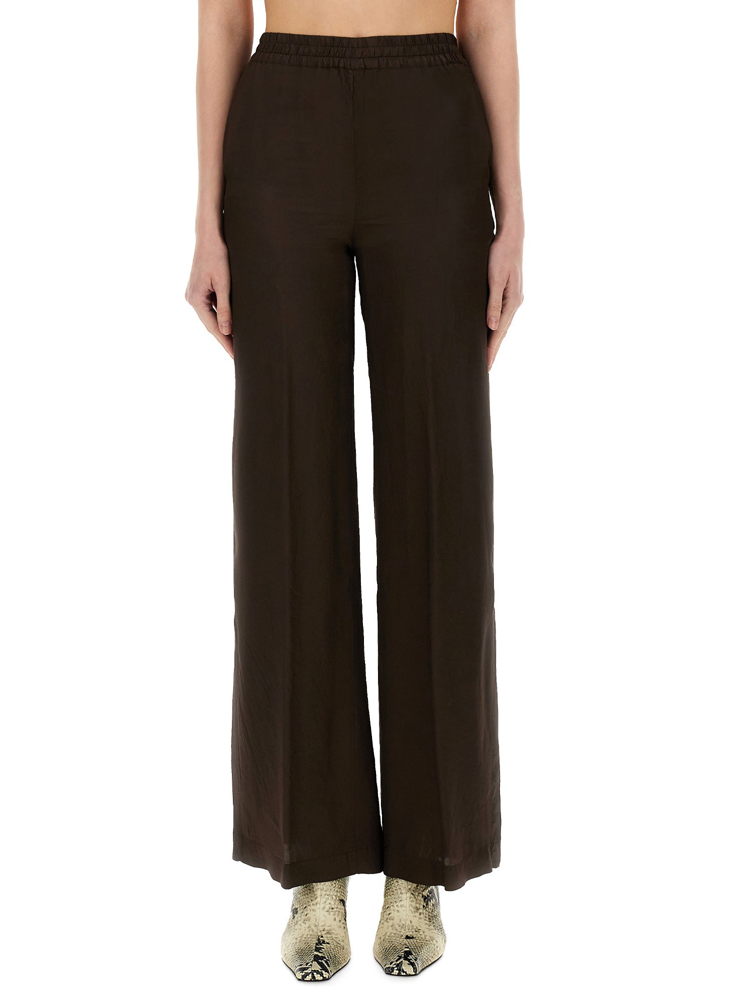 Aspesi Viscose Trousers In Brown In Black