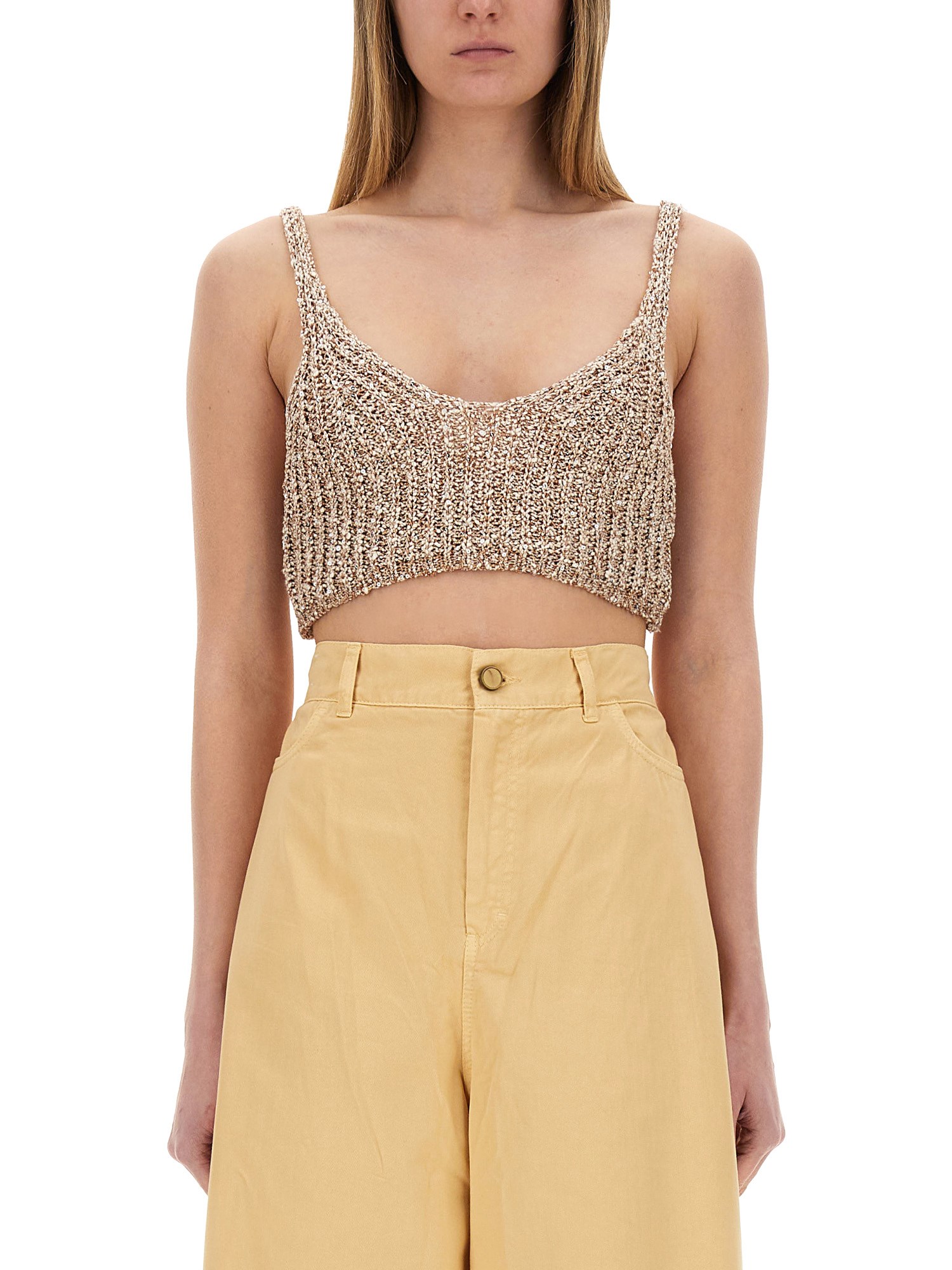 ALYSI SEQUINED TRICOT TOP 