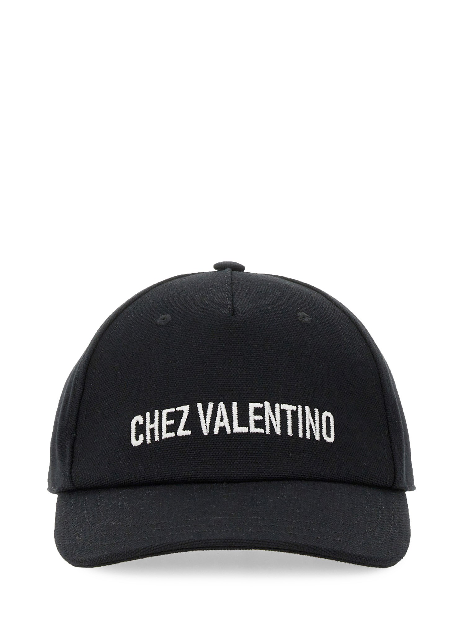 Valentino Cotton Baseball Cap With Embroidery In Black