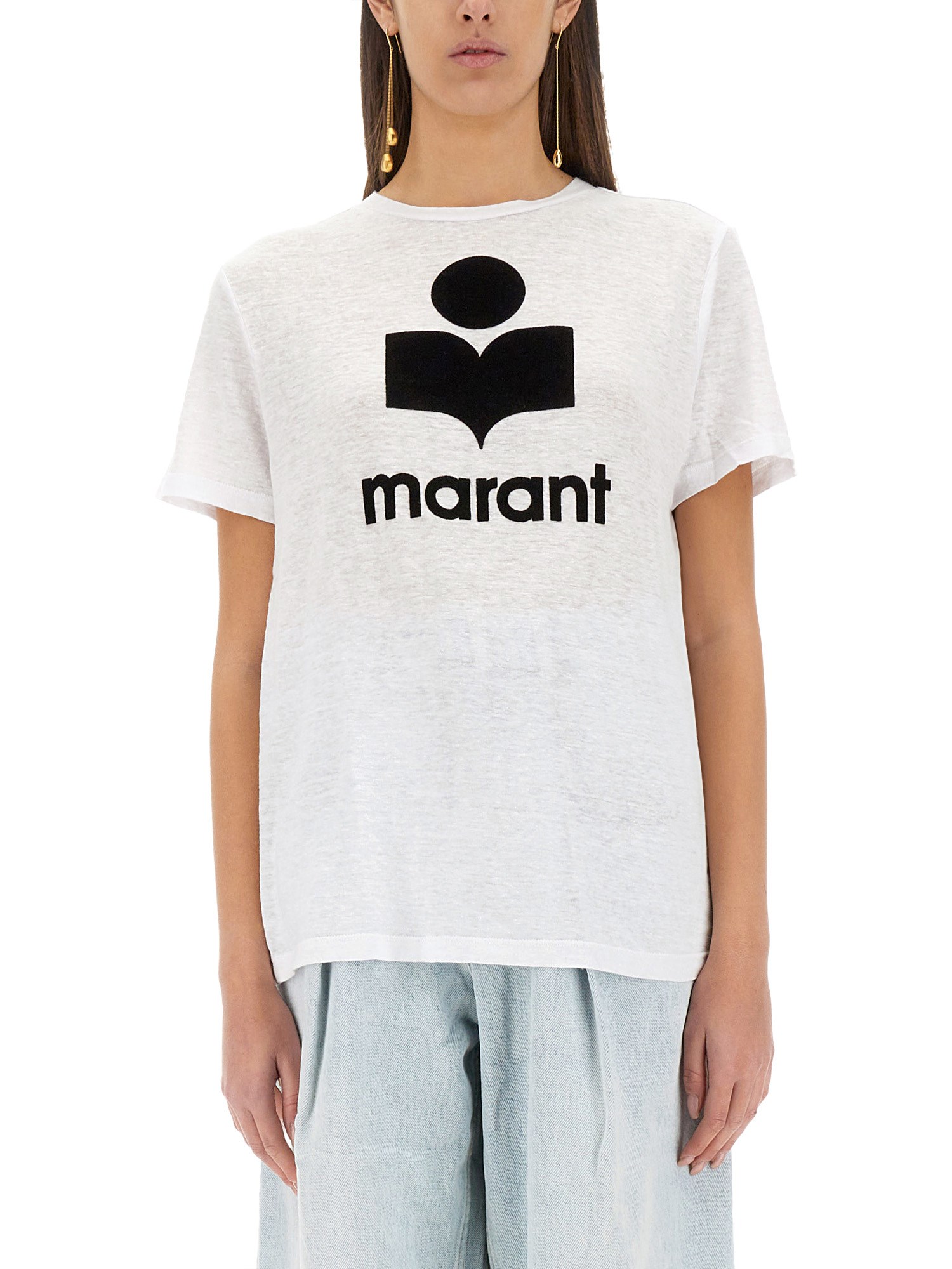 Isabel Marant Étoile Isabel Marant Etoile Zewel T Shirt With Flocked Logo In White