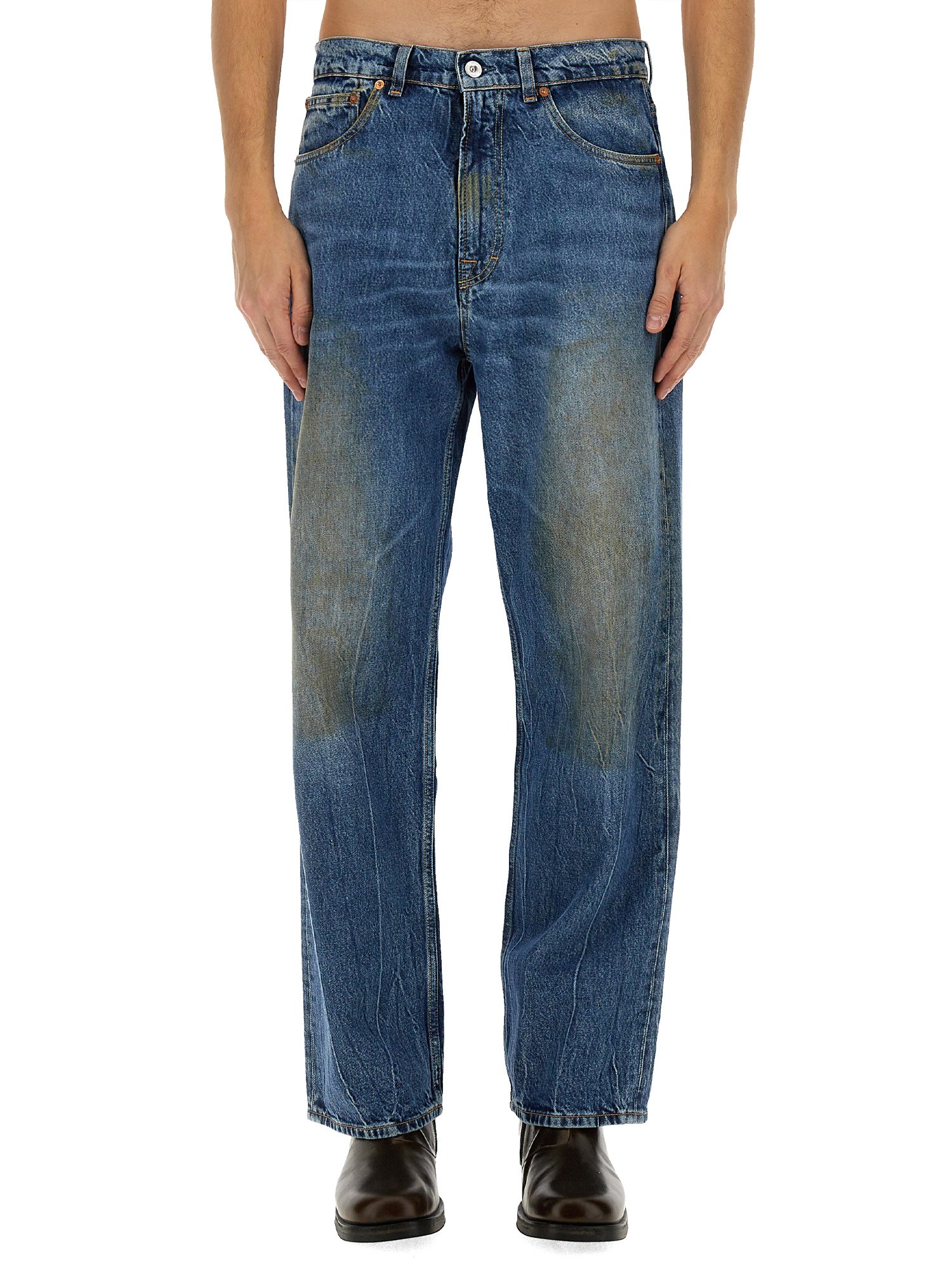 Our Legacy Mens Third Cut Relaxed Wide Leg Jeans In Denim