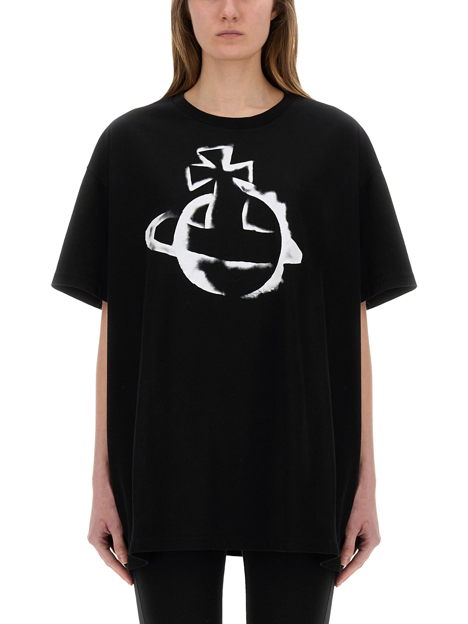 Shop Vivienne Westwood "stencil Orb" Oversized T-shirt In Black