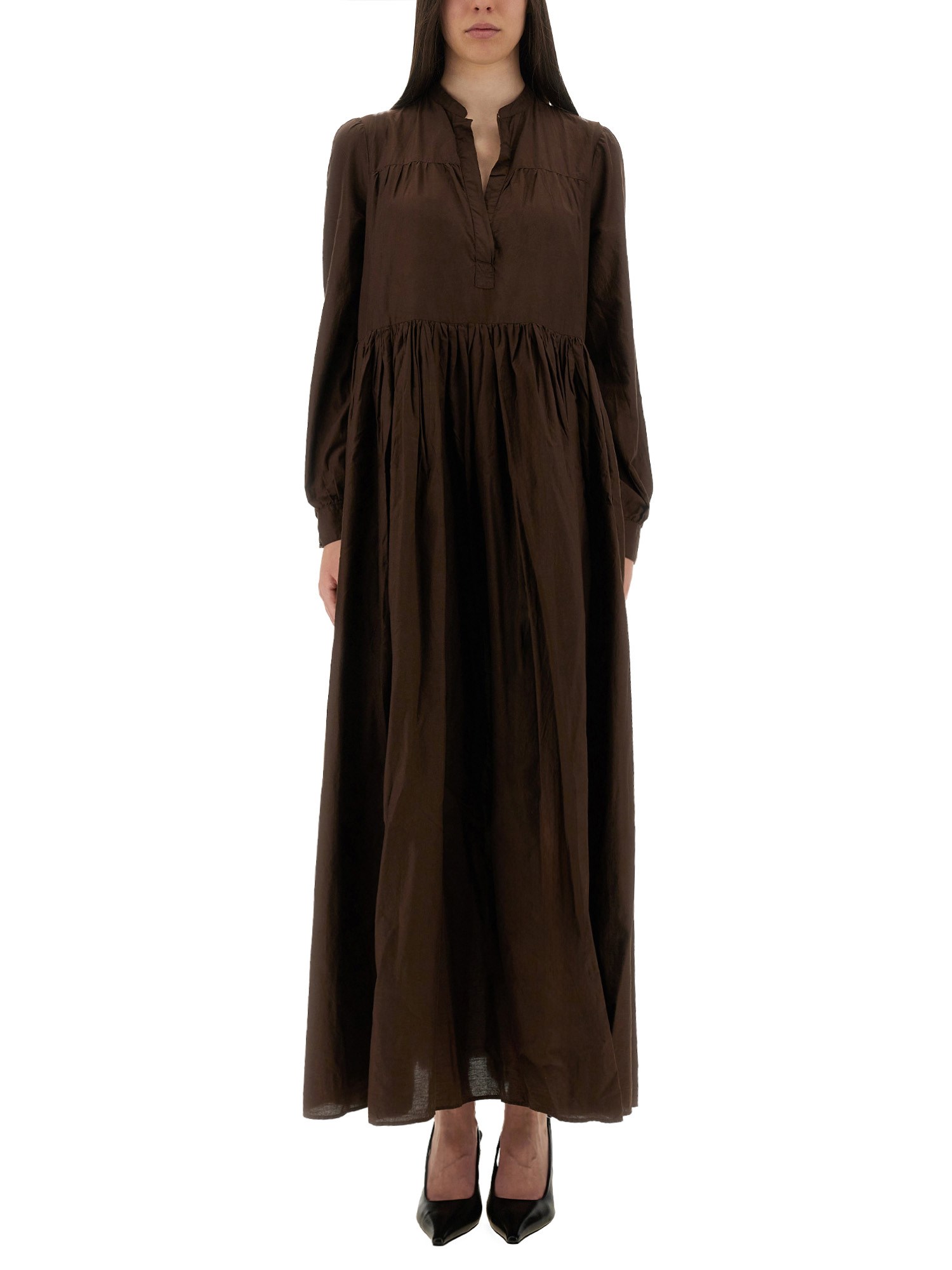Aspesi Cotton Muslin Draped Long Dress