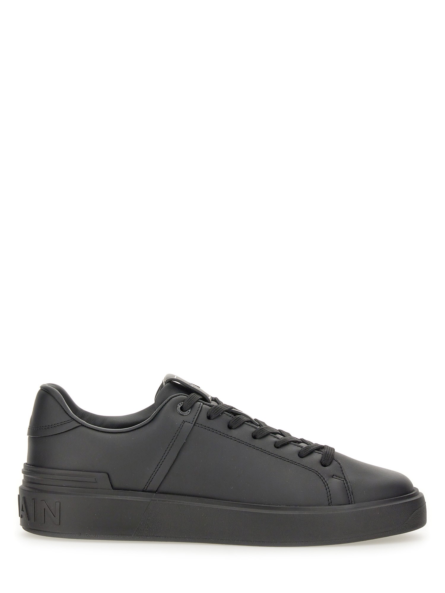 Balmain Black Low Top Sneakers With Logo In Leather In Black