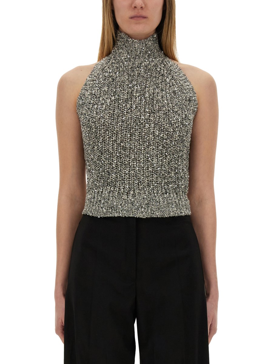 TOP IN TRICOT CON PAILLETTES