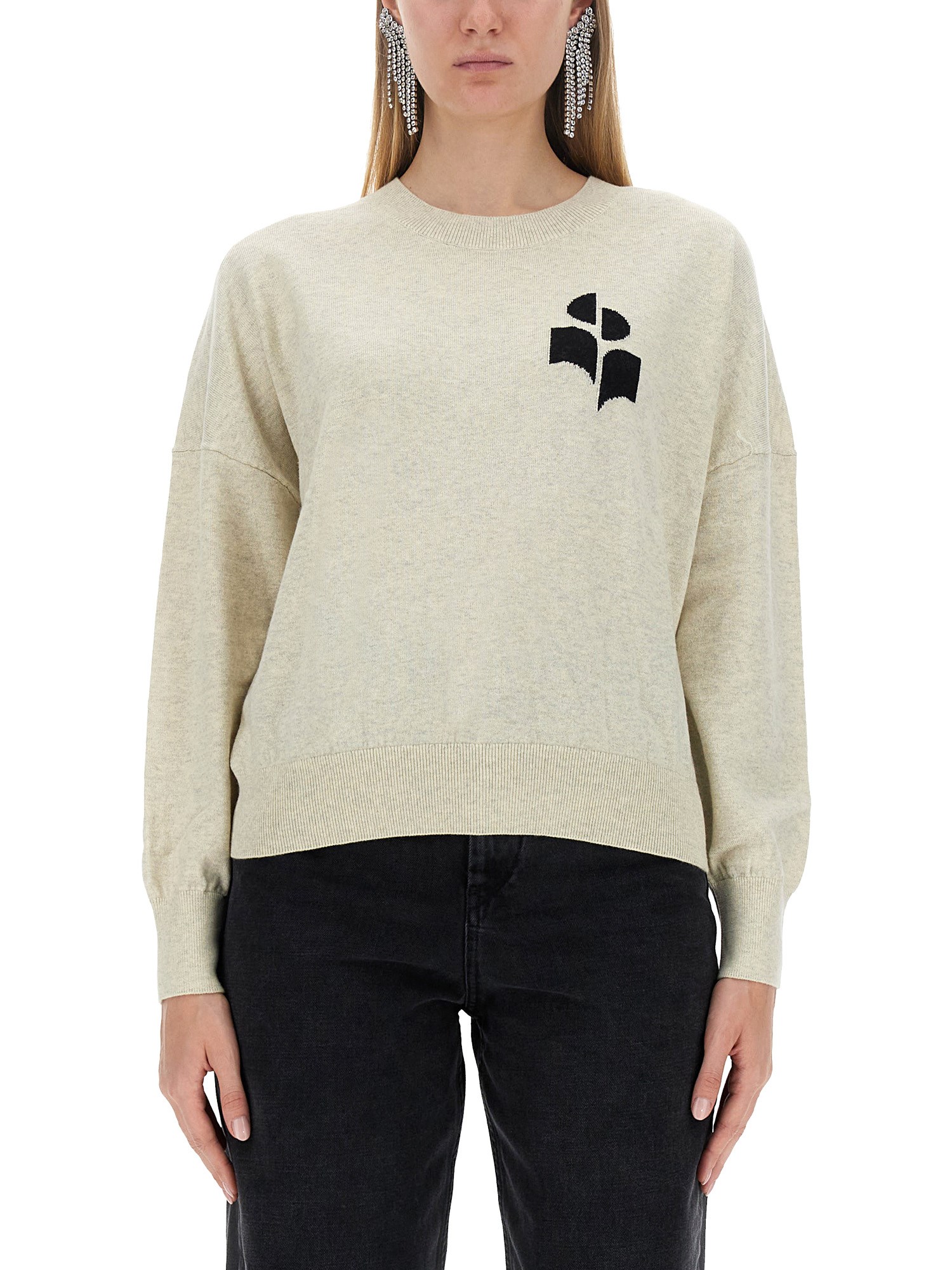 Isabel Marant Étoile Isabel Marant Etoile Marisans Sweater With Logo Intarsia In Grey