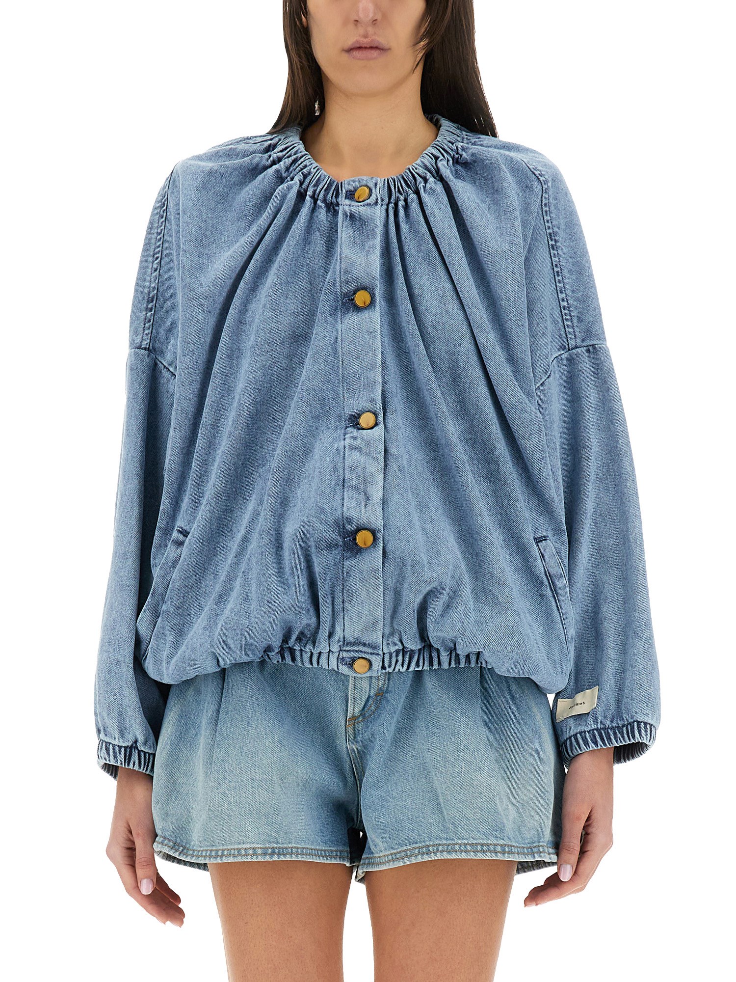 Alysi Denim Bomber Jacket In Denim