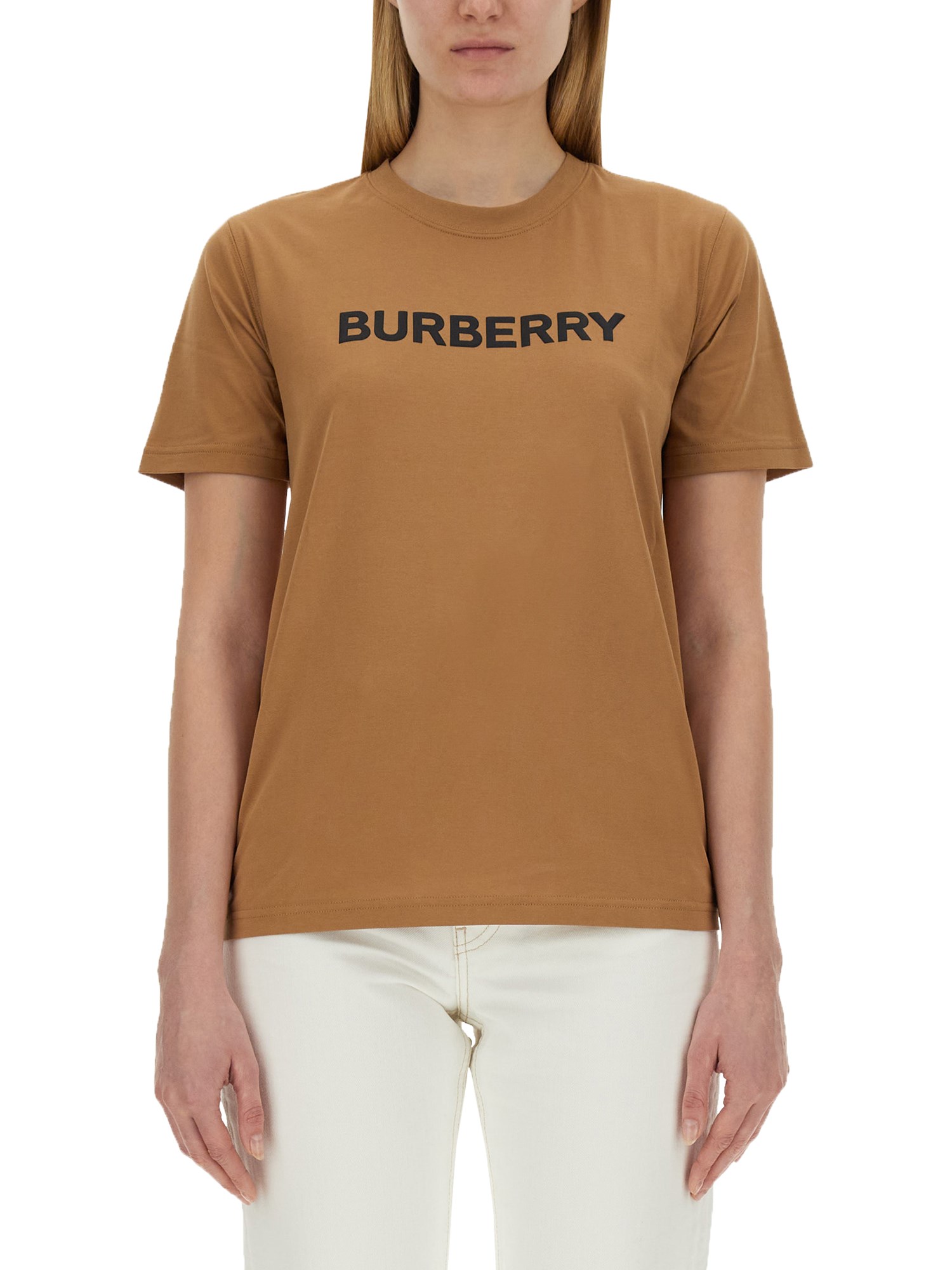 Burberry Beige T-shirt With Logo Print On Front In Cotton Woman