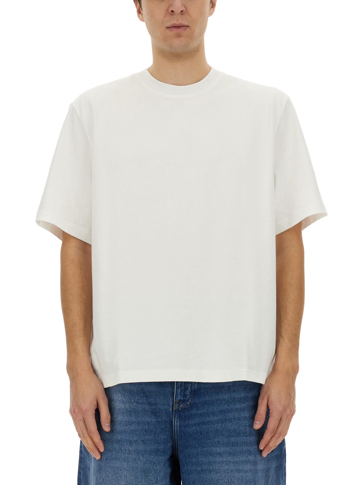 Studio Nicholson Jersey - Branded Easy Fit Ss T-shirt White Relaxed Fit T-shirt - Piu In White