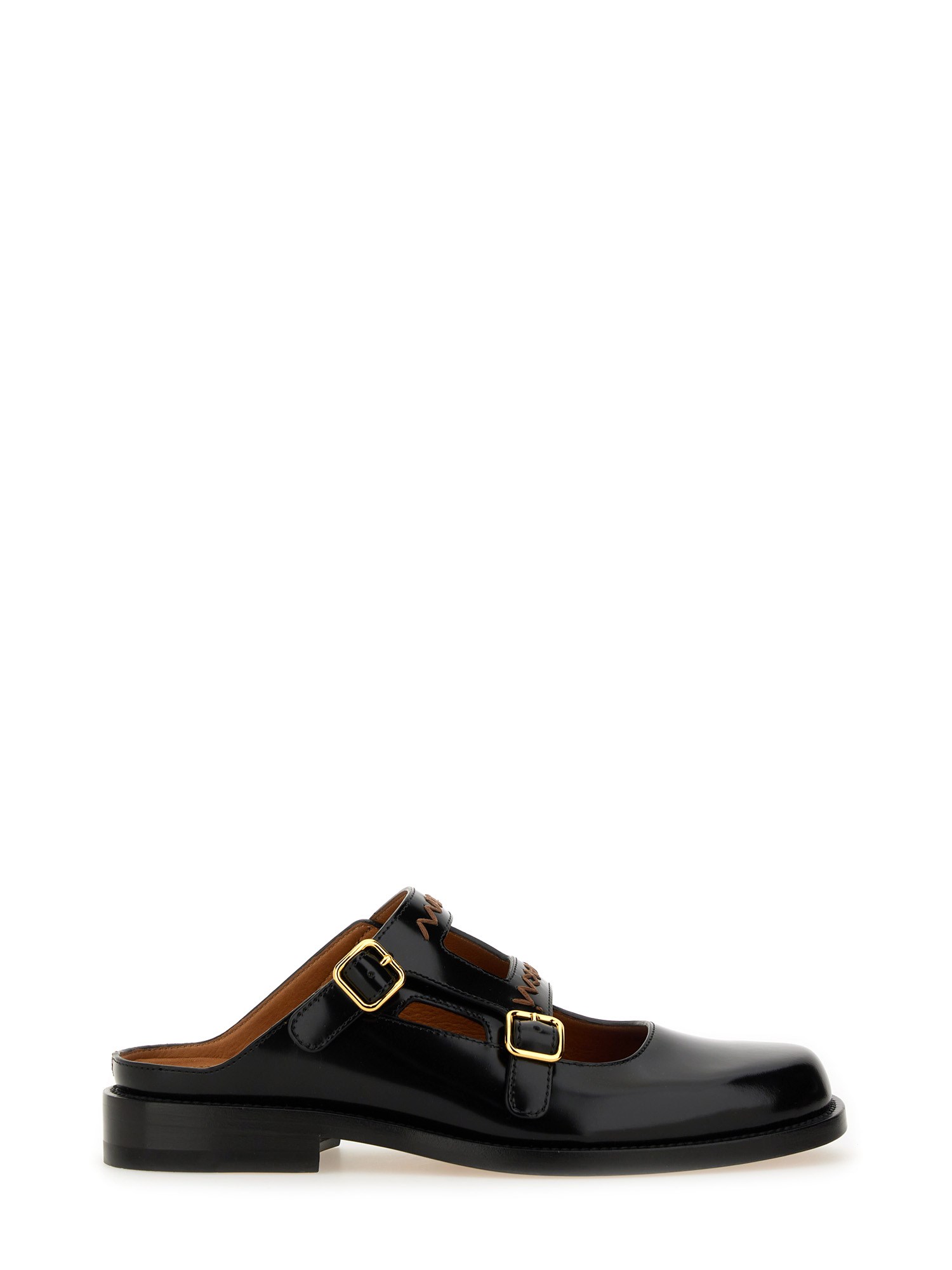 Marni Bambi 3.0 Moccasin Sabot Made Of Brushed Calfskin In Black