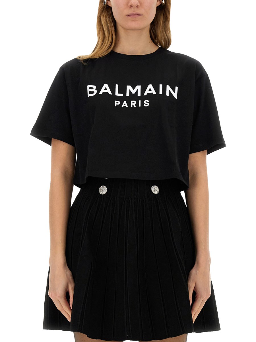 BALMAIN COTTON JERSEY T SHIRT WITH LOGO PRINT Eleonora Bonucci