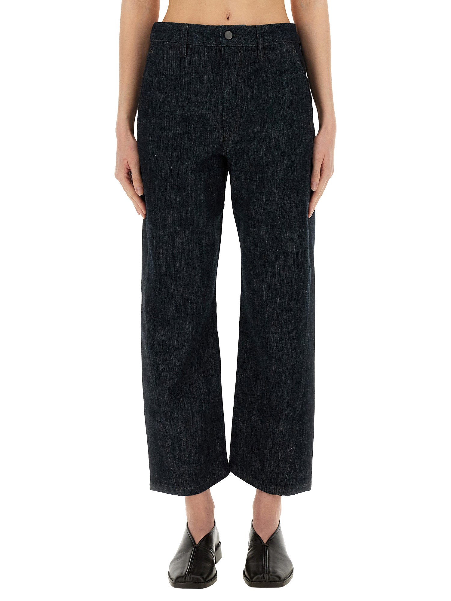 Lemaire Twisted High-rise Cropped Jeans In Blue