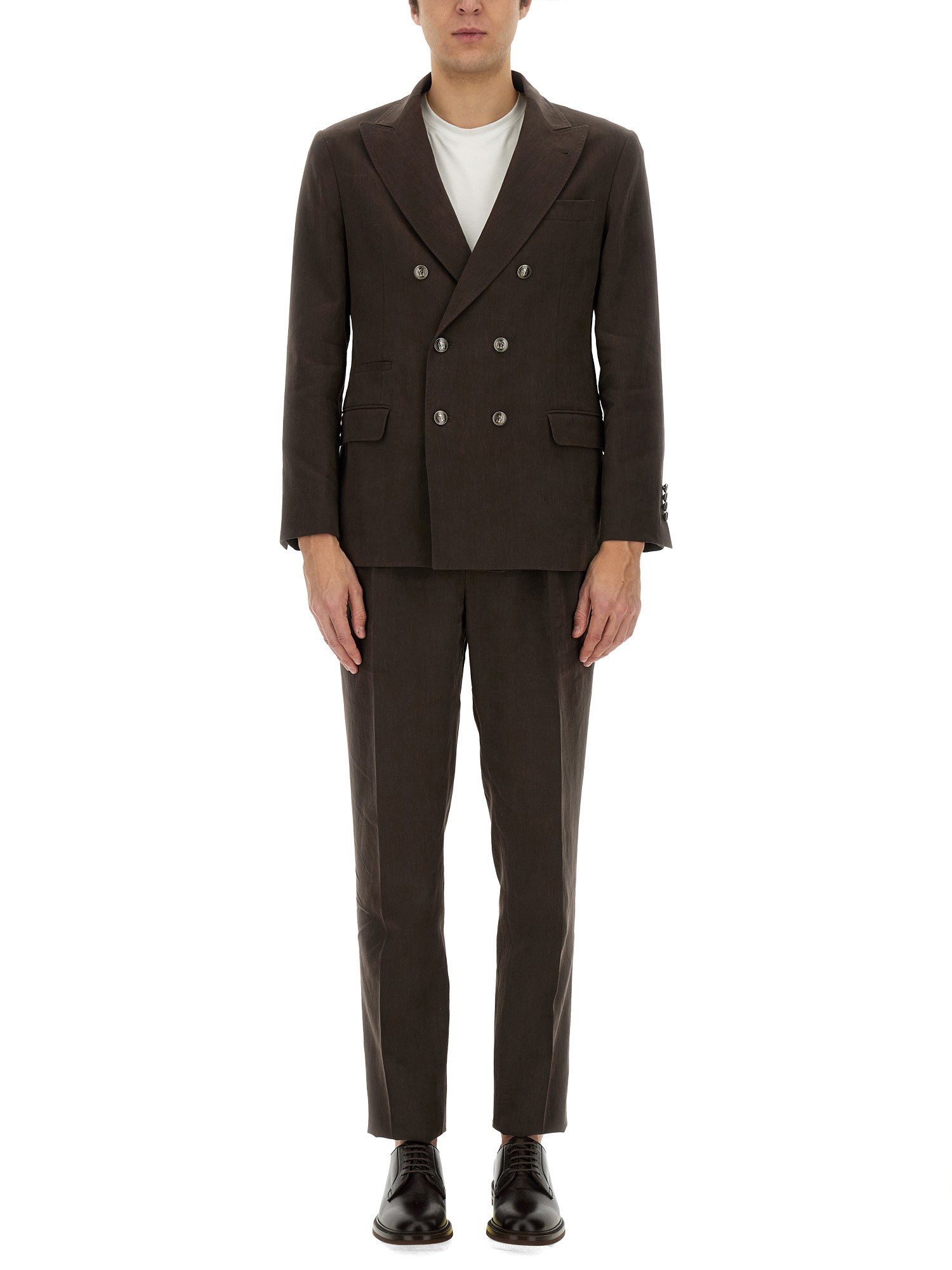 Brunello Cucinelli Men Linen Dress In Brown