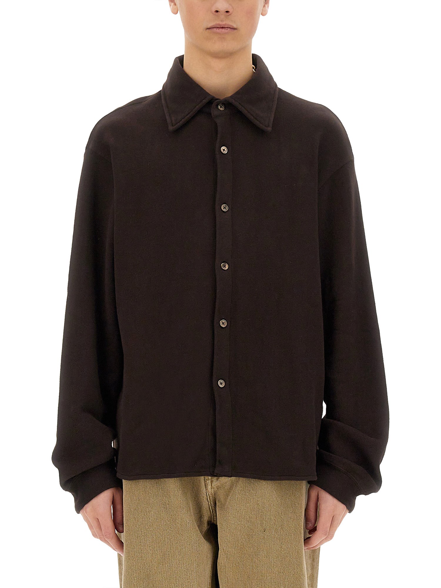 Our Legacy Sleeve Cuffed Long Shirt In Brown
