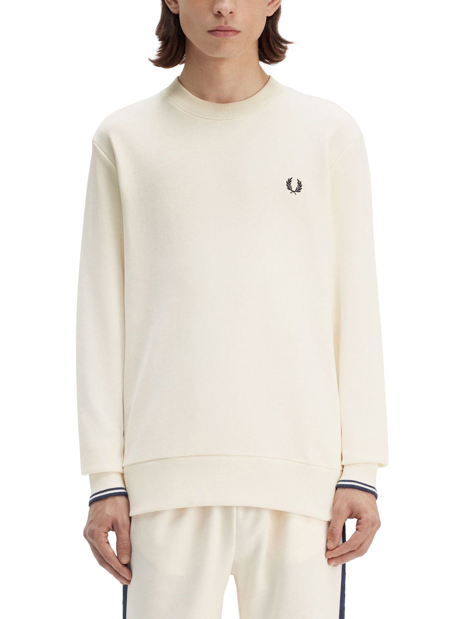 Fred Perry Sweatshirt With Logo In Ivory