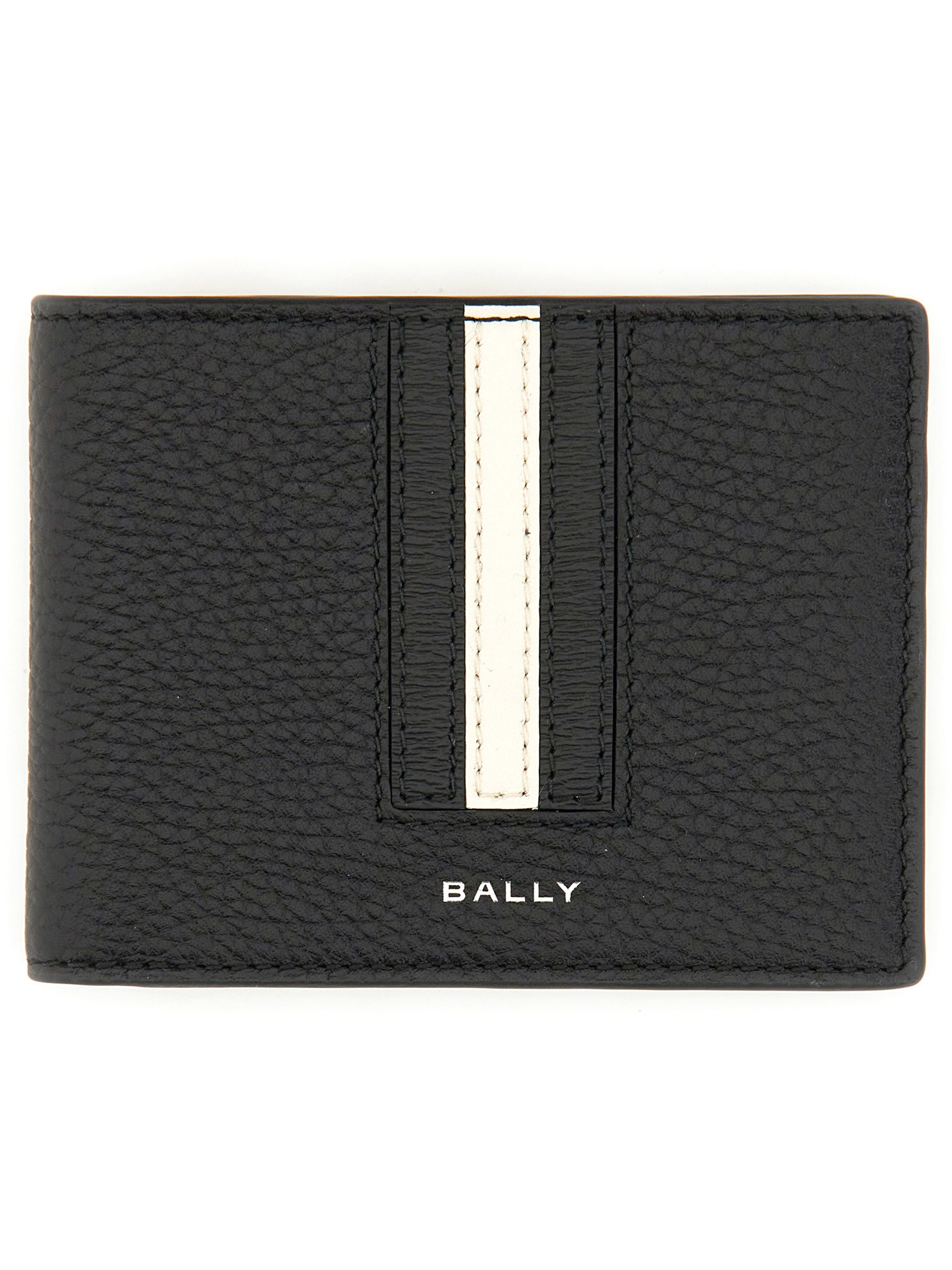 Bally Leather Wallet With Bi-fold Design And Textured Finish In Black