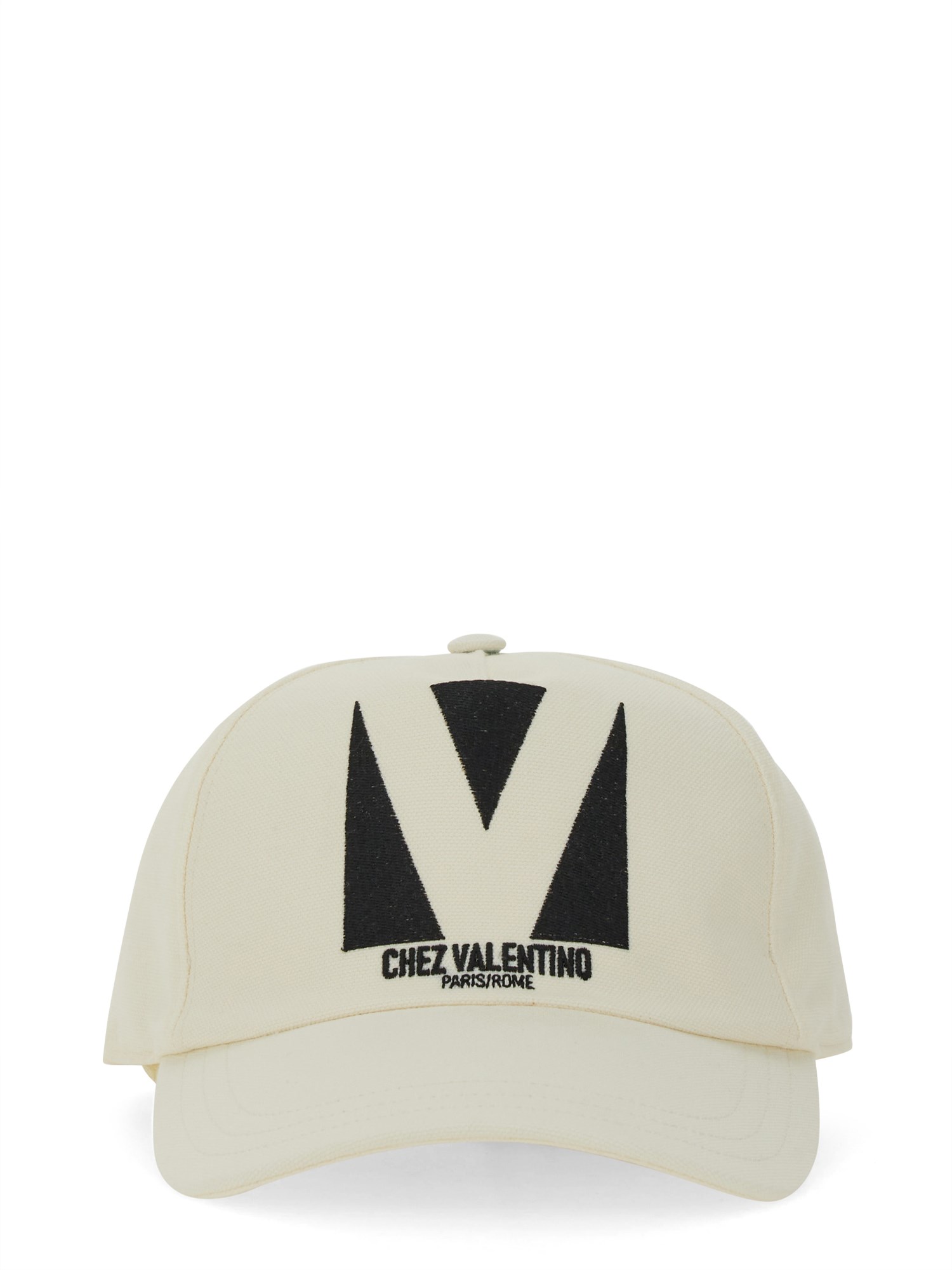 Valentino Ivory Cotton Baseball Cap In White