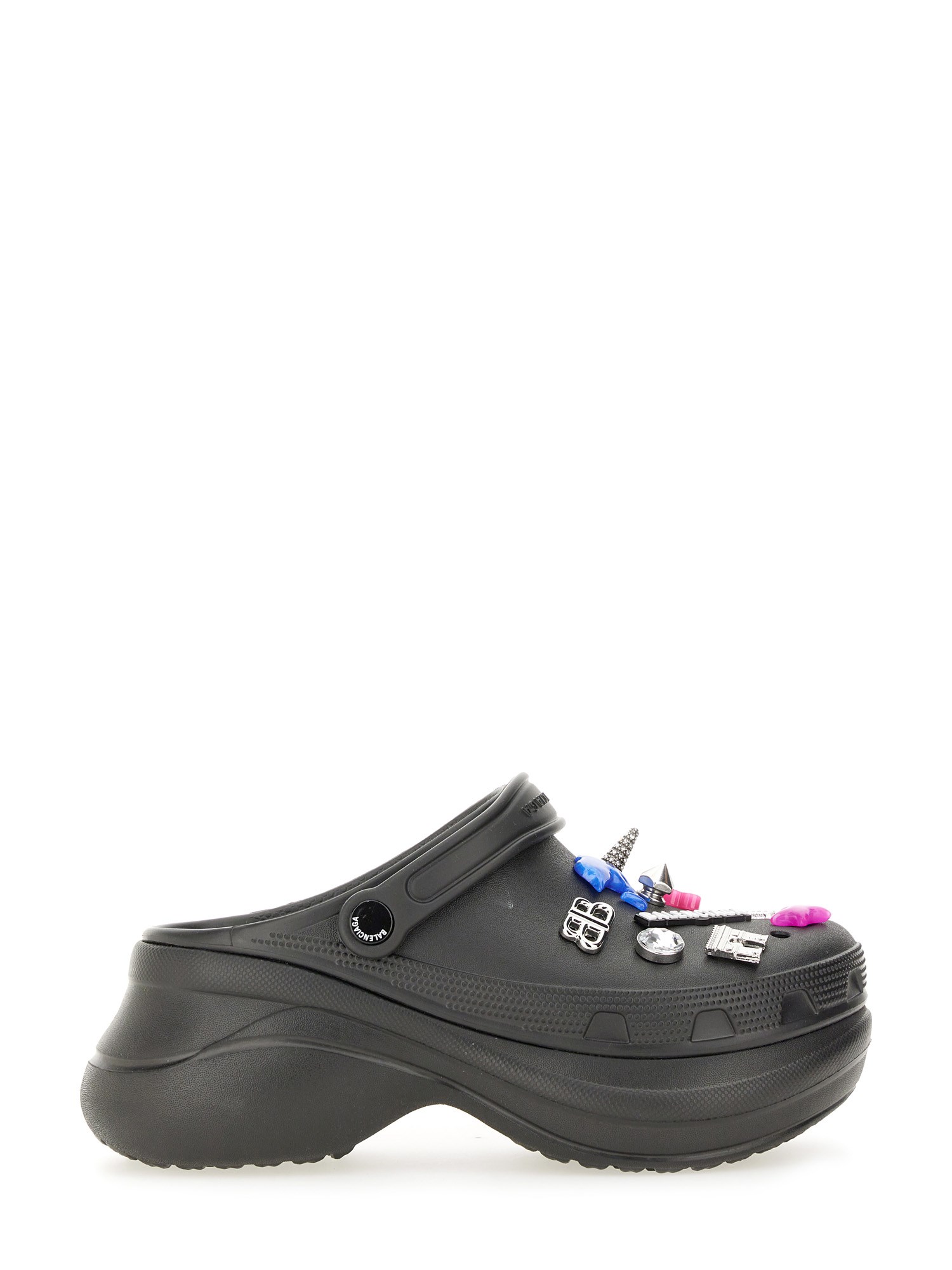 Balenciaga Mule Crocs Con Iconici Charm Jibbitz Rimovibili In Black
