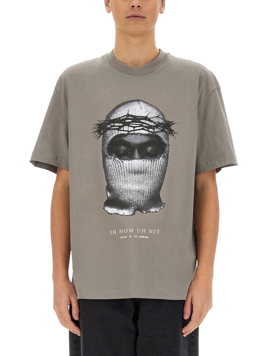 T-SHIRT CON STAMPA CROWN MASK 