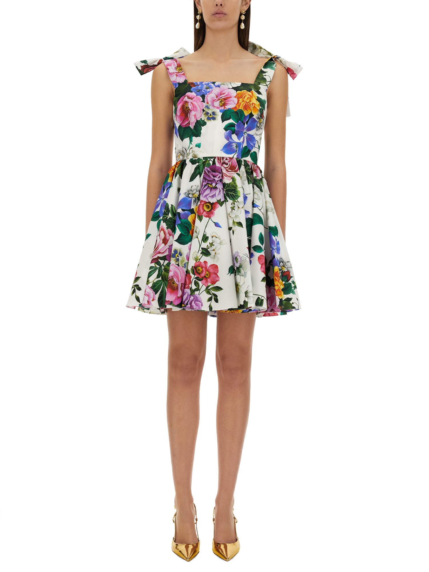 Shop Dolce & Gabbana Floral Print Dress In Multicolour