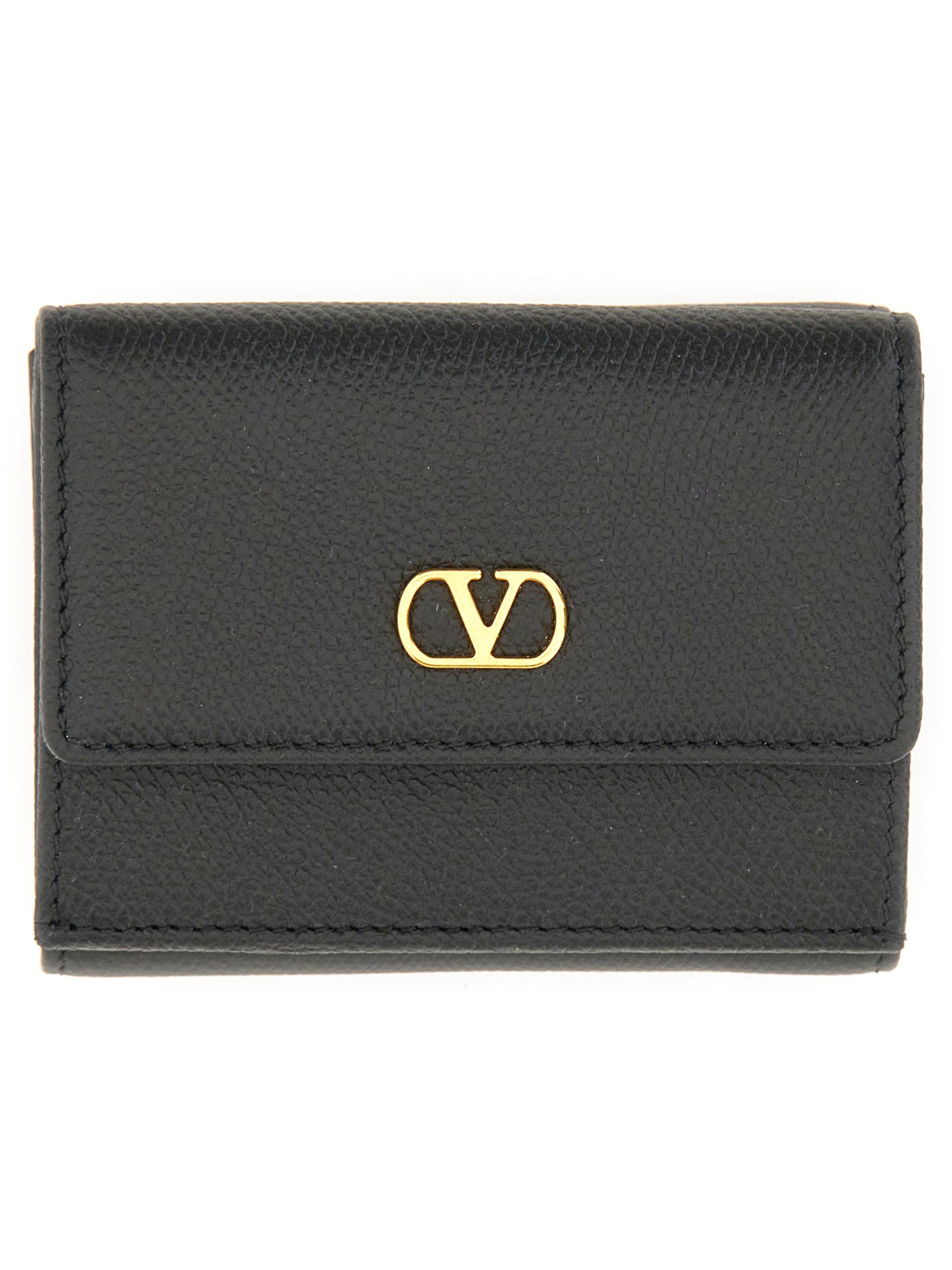 Valentino Garavani Vlogo Leather Wallet In Black