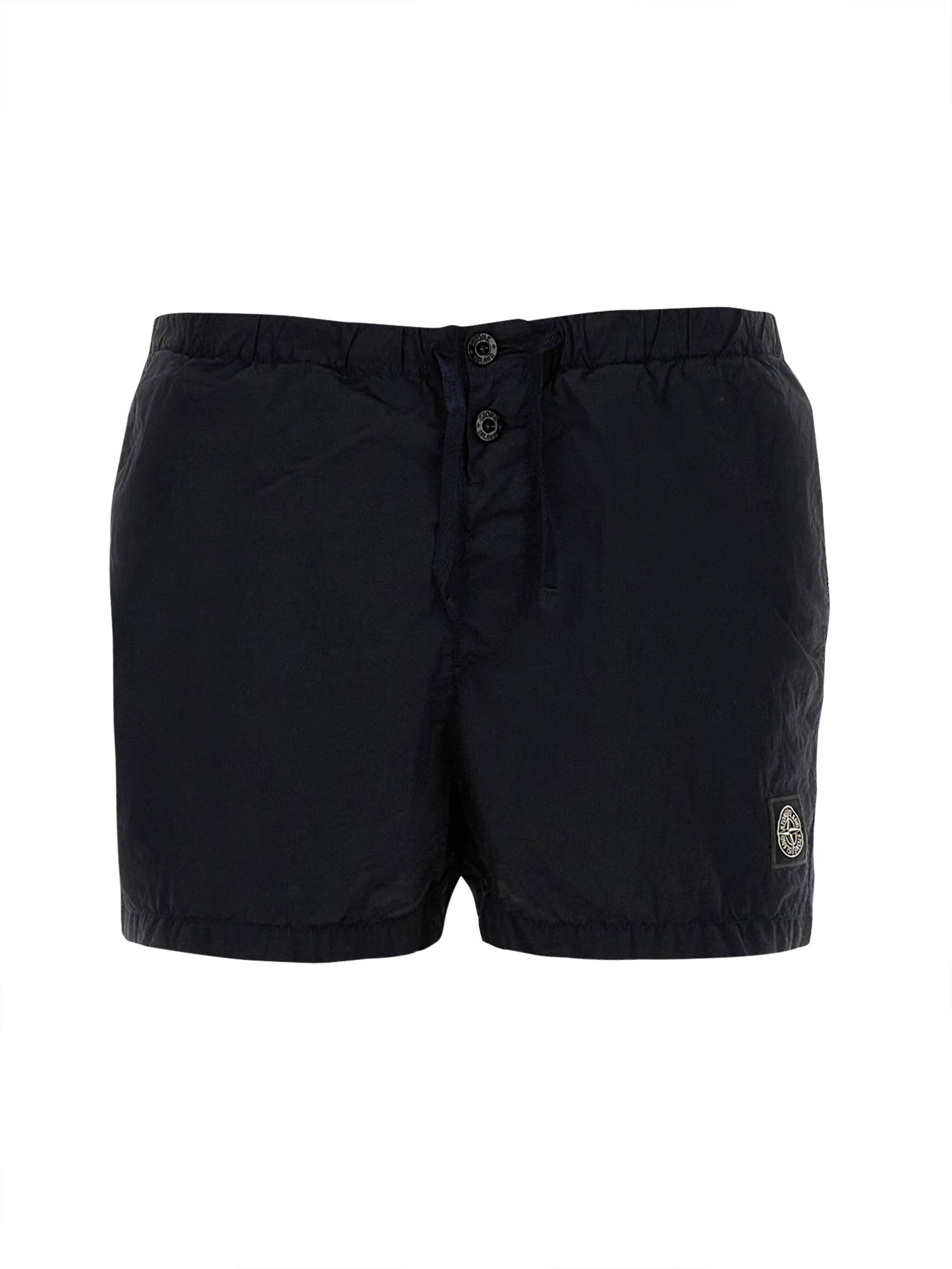 Stone Island Logo-patch Detail Swim Shorts In Blue
