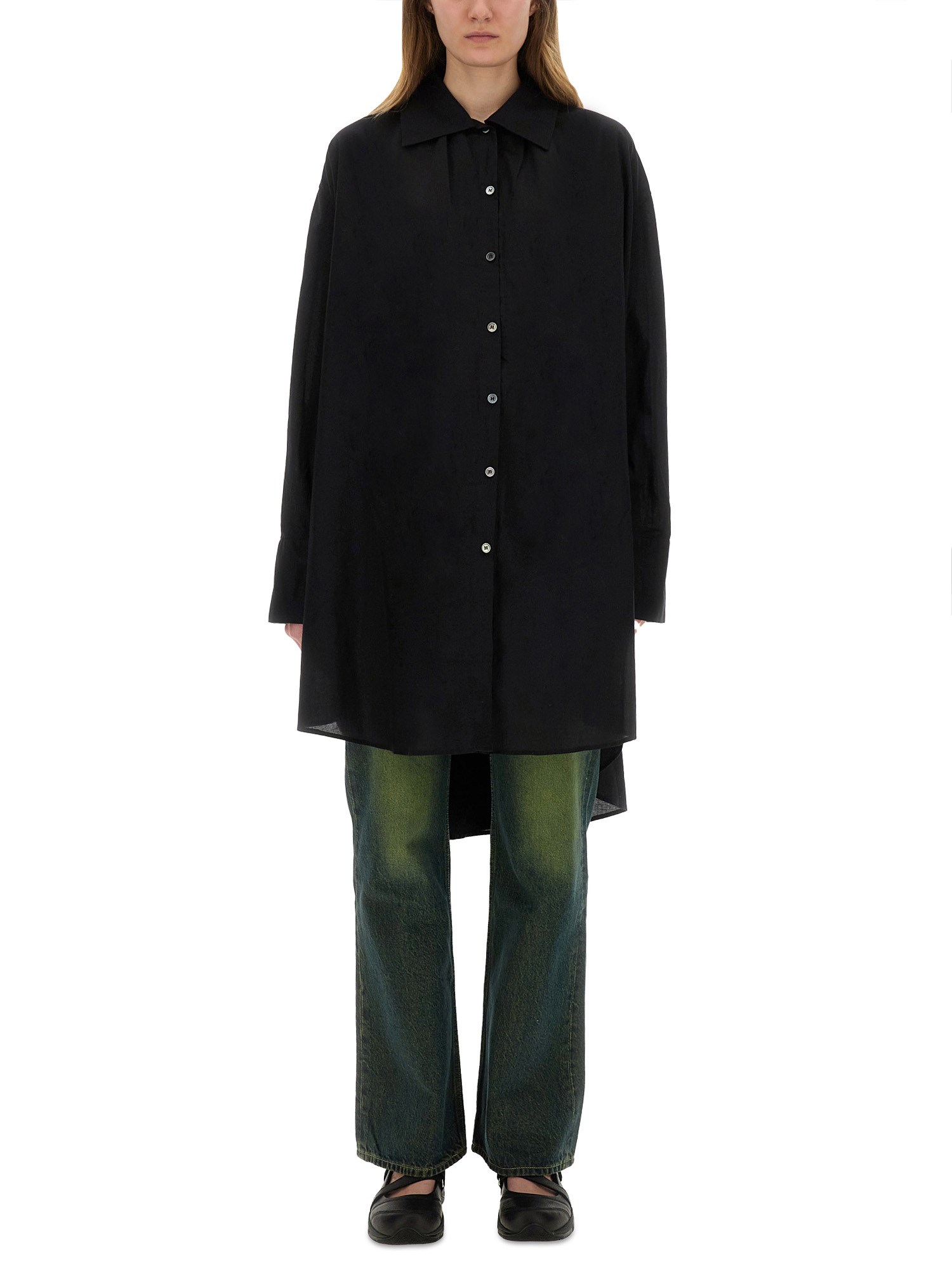 Our Legacy Gale Dress With Cuffed Sleeves And Loose Fit In Black