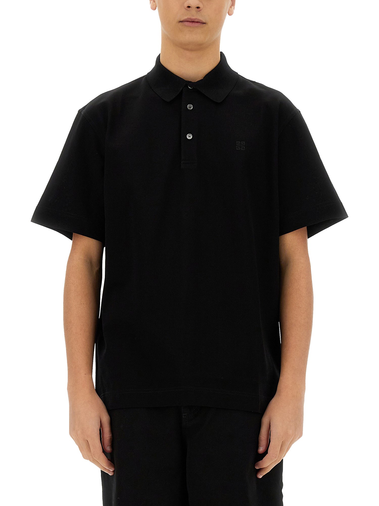 Givenchy Polo With Monogram Embroidery In Black